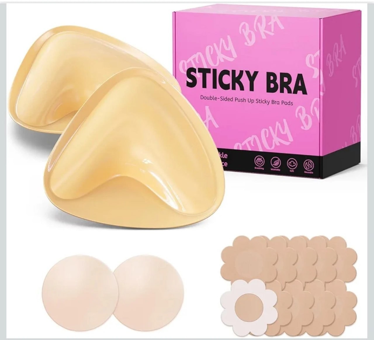 Sticky Bra Double Sided Push-Up, Sticky Bra Pads Size M