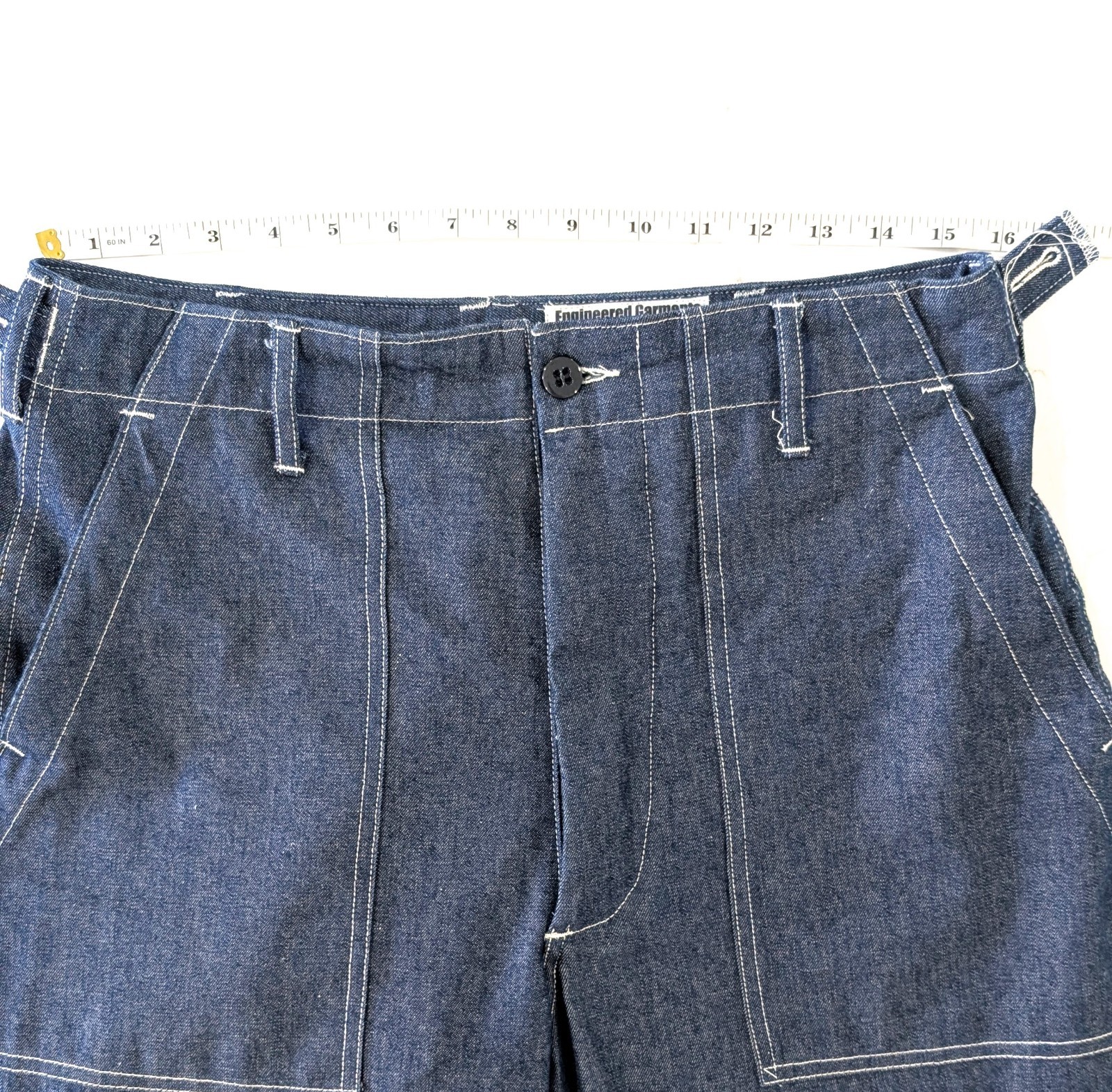 Engineered Garments Workaday Fatigue Pant XS Indigo 8oz Denim Tapered Cinch Blue