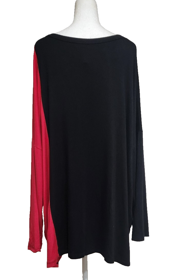 Comfy USA Black & Red Tunic Top Size 3X Modal