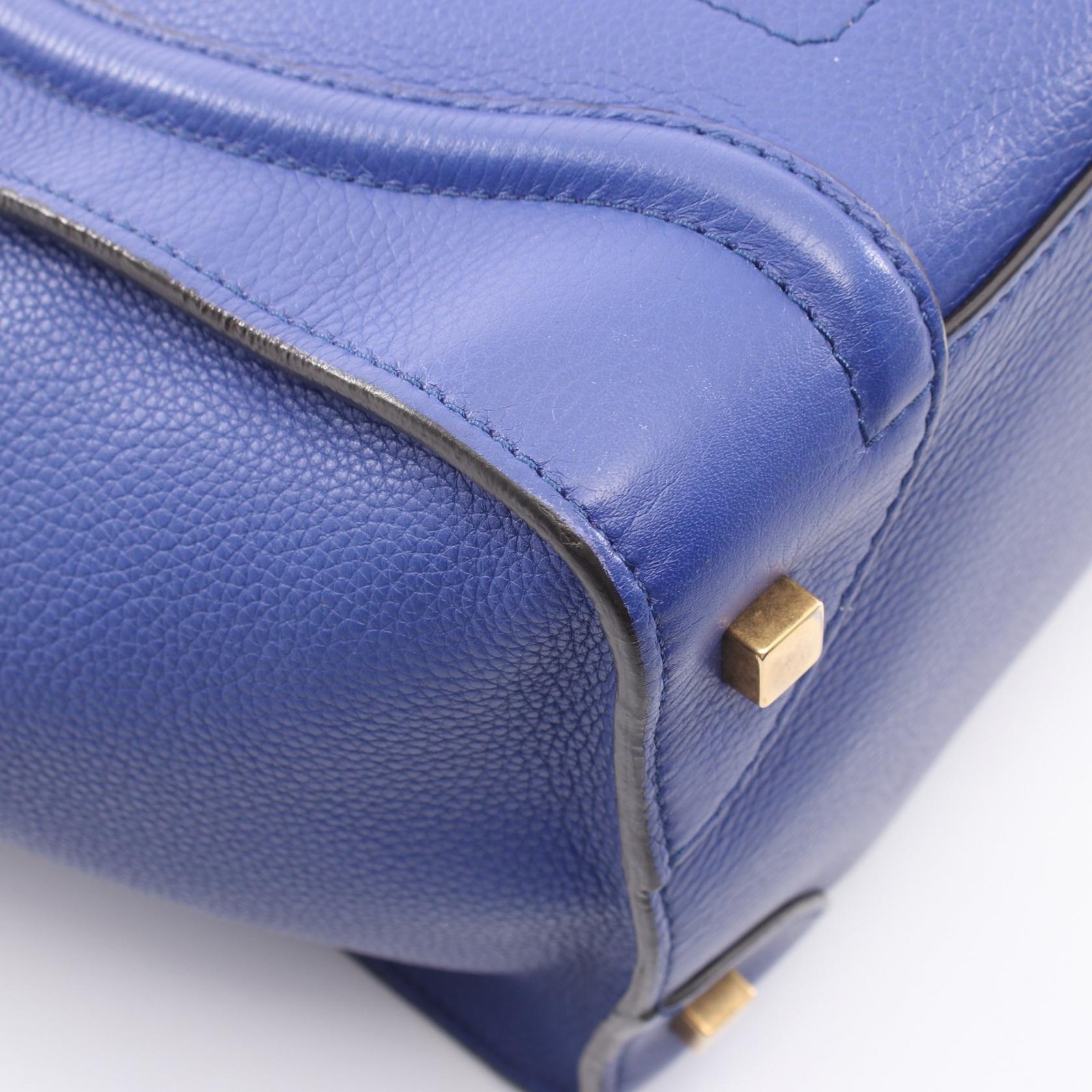 CELINE Luggage mini shopper Handbag 165213 leather Blue Used Women