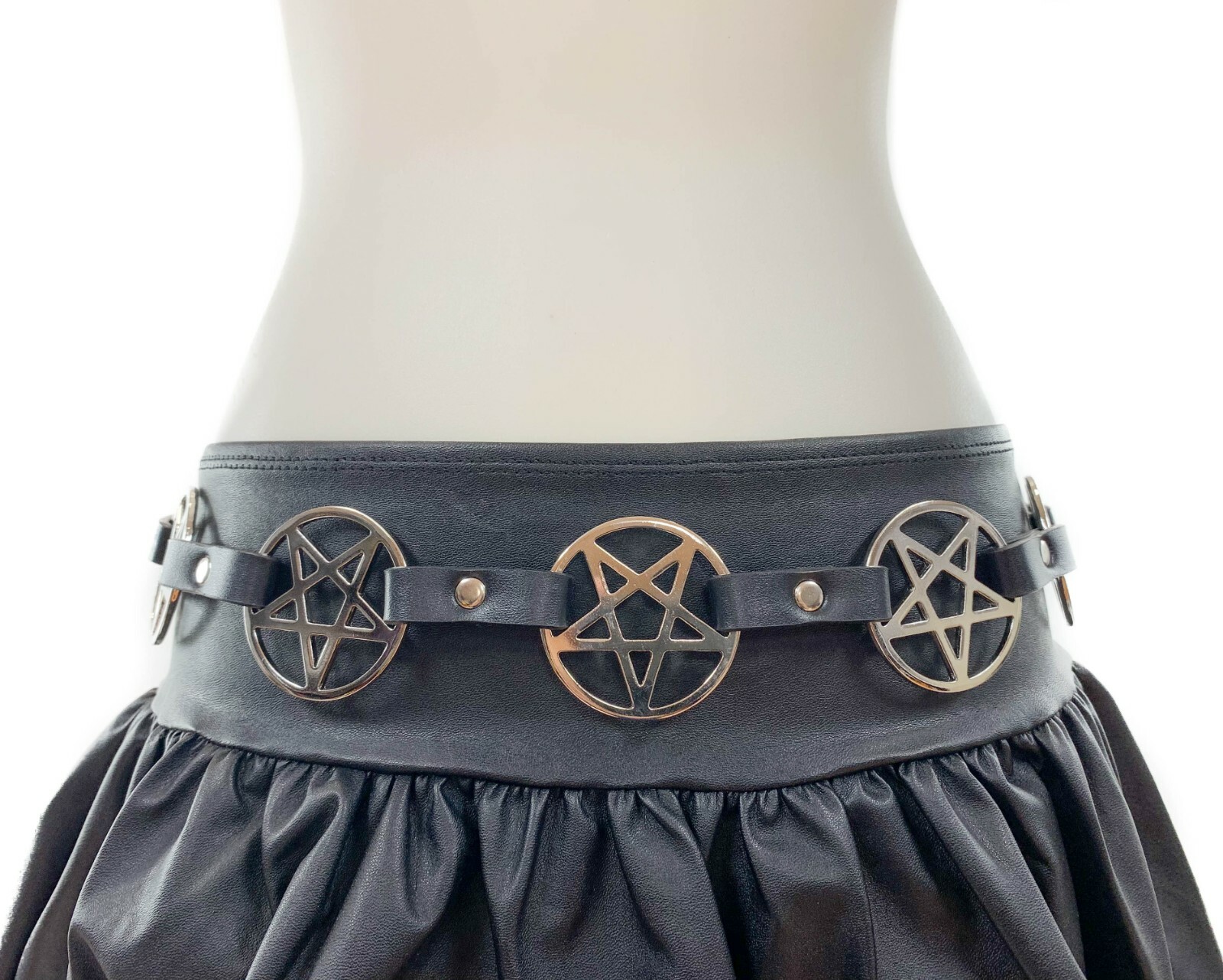 Pentagram Leather Link Belt Gothic Punk Alternative Punk Goth Witchy Belt Silver