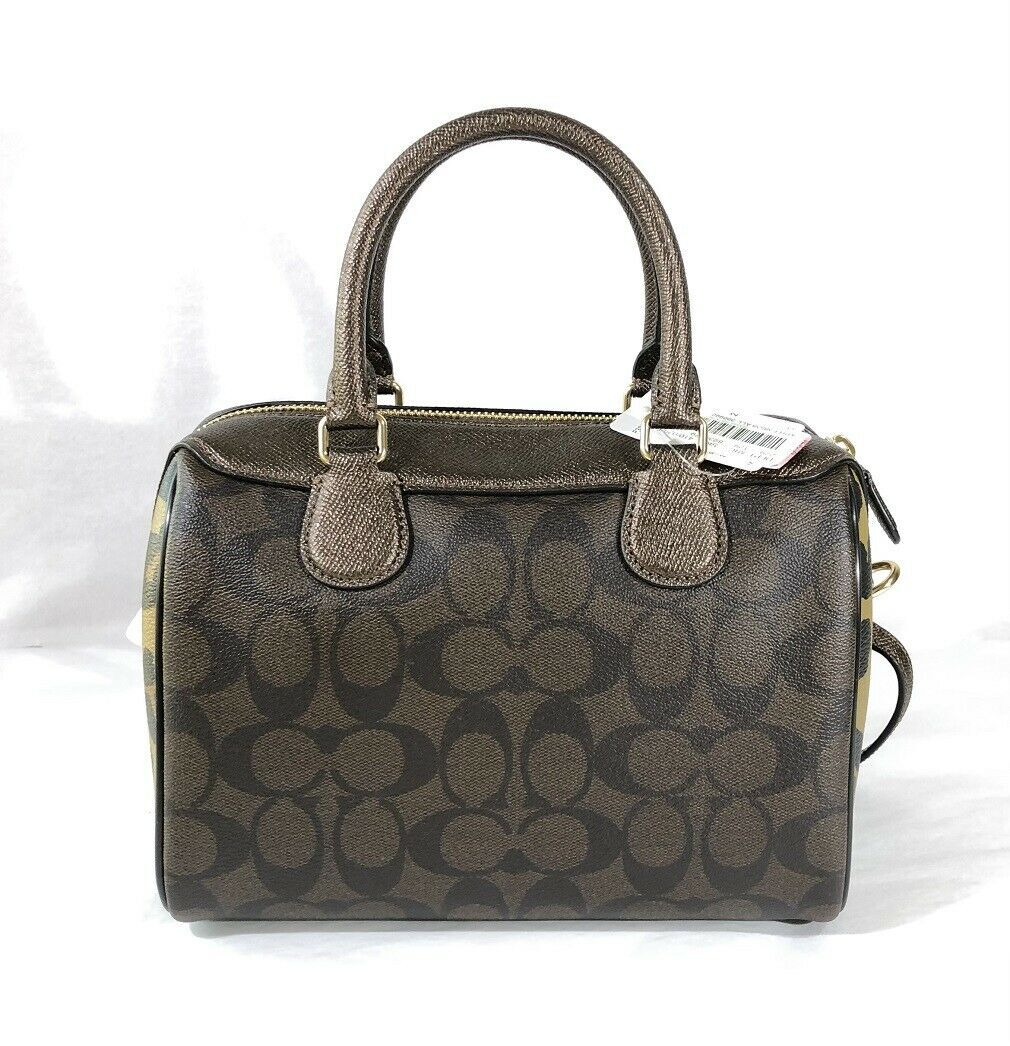 COACH Signature and Leopard Print Mixed Mini Bennett Satchel