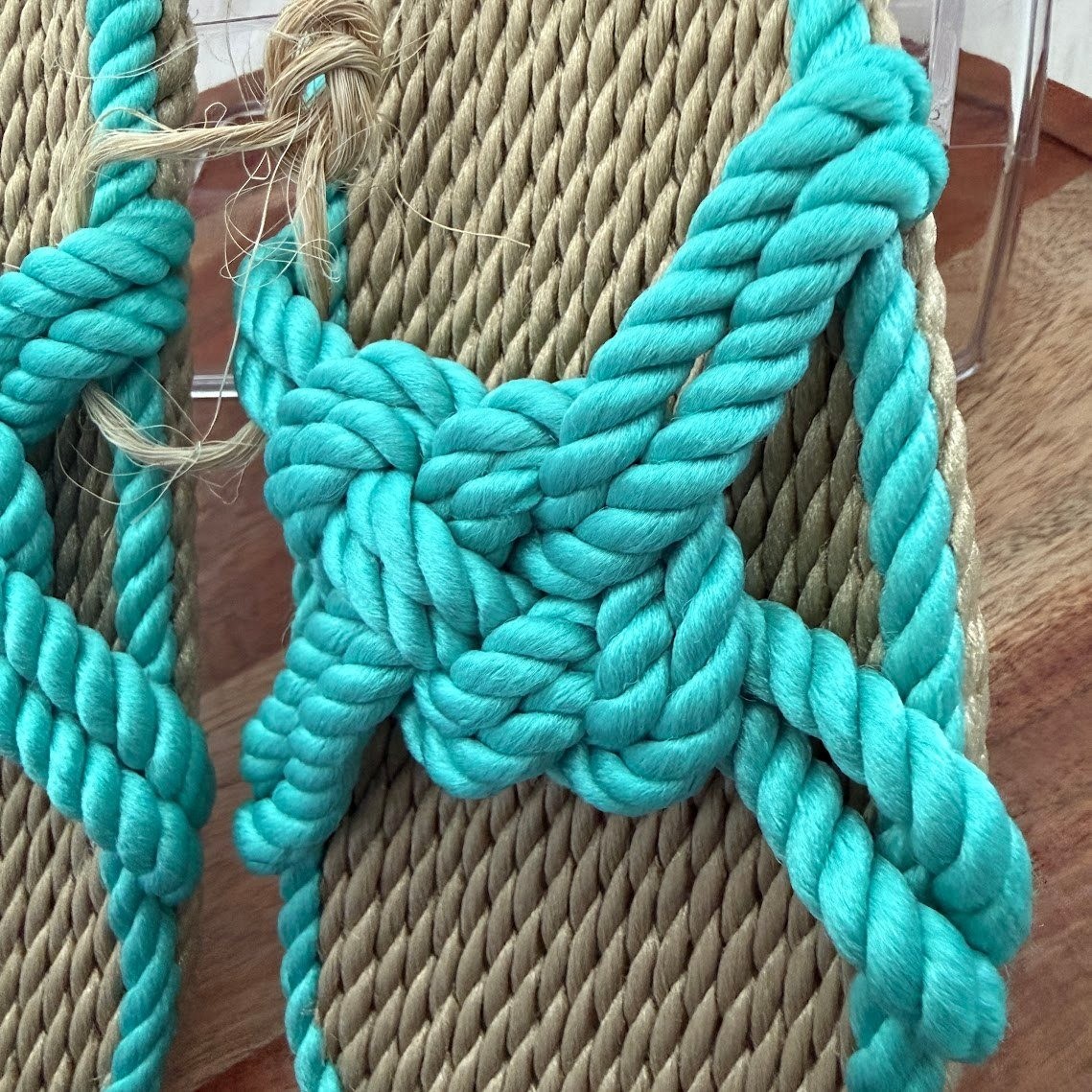 Nomadic State of Mind Size 36 Sailor Turquoise Rope Sandals Vegan Boho Slides