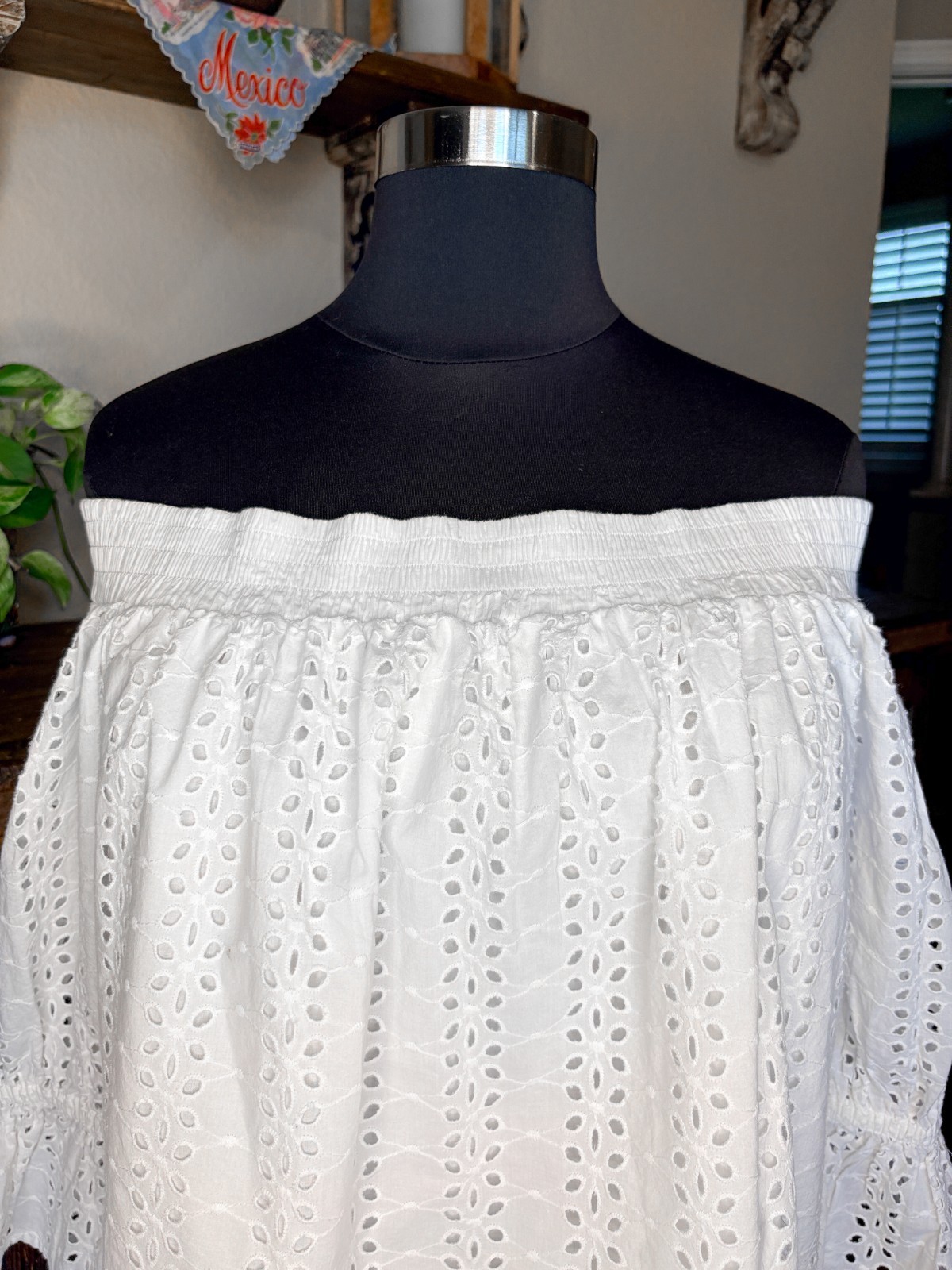 A.N.A Top XXL White Eyelet Off Shoulder Bow Tie Back Beach Vacation Resort