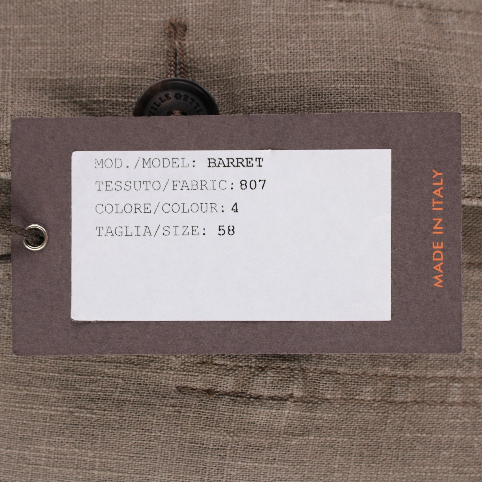 Waterville NWT 100% Linen Overshirt Size 58 (3XL US) Barret In Solid Brown