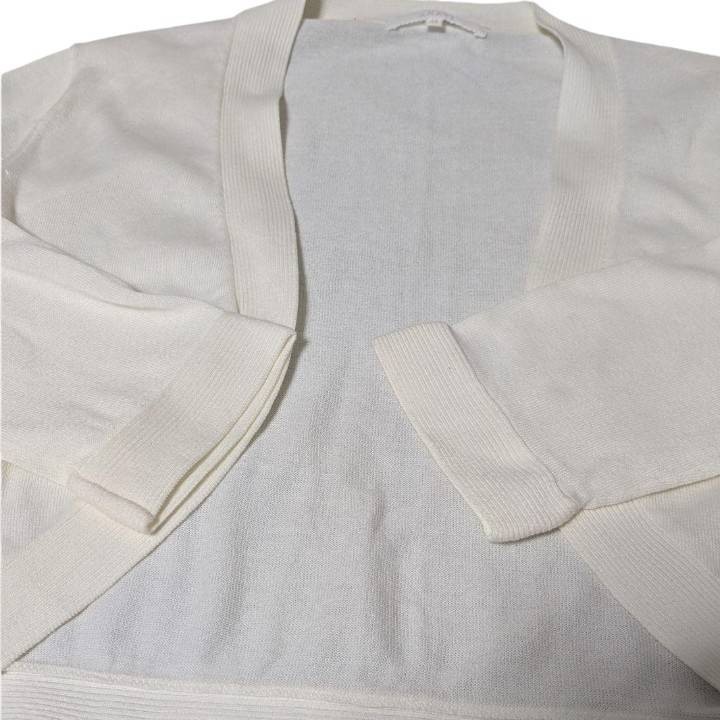 ANAYI Women’s Short Cardigan White Cotton Size 38 Excellent Japan