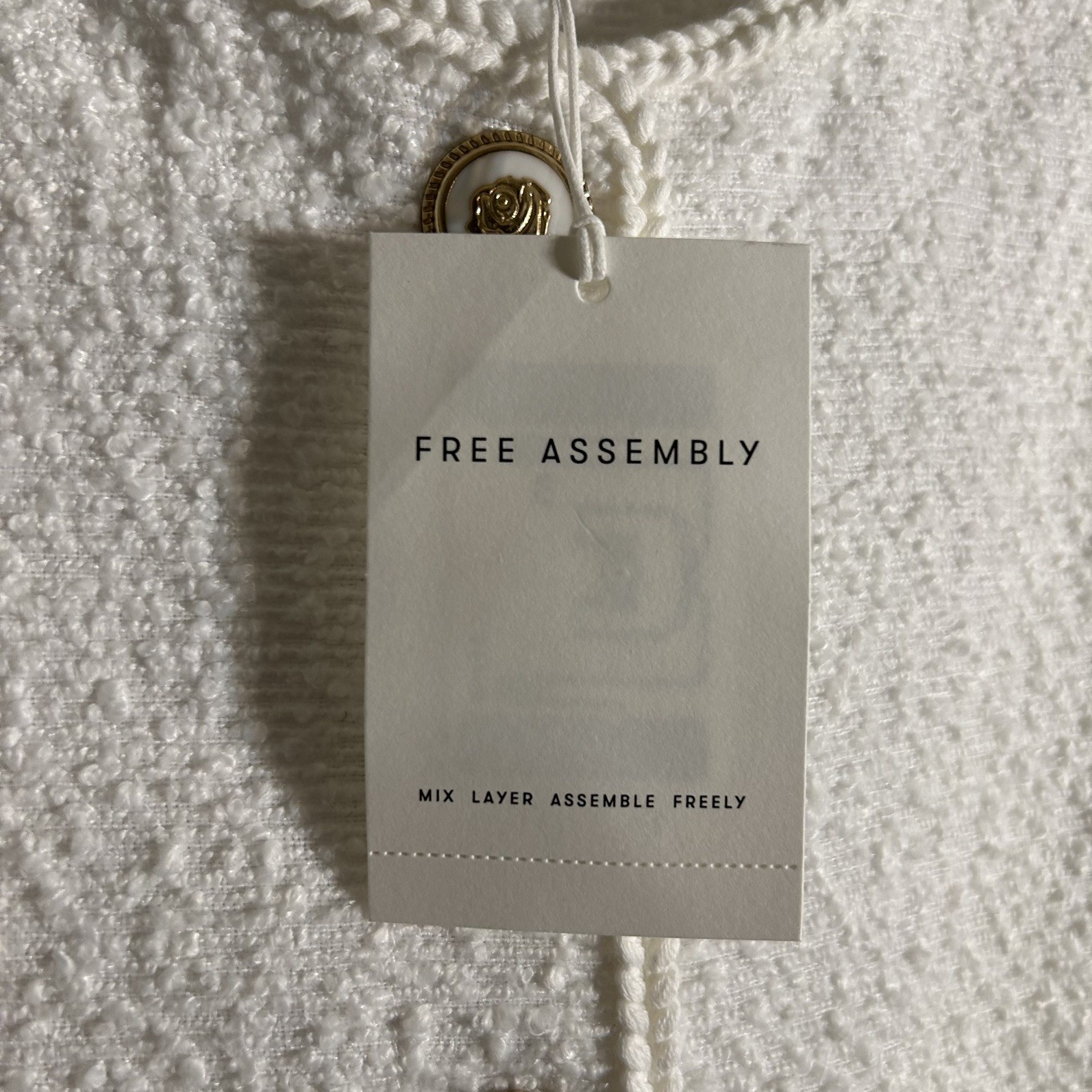 Free Assembly NEW XXL Women’s Collarless Nubby Jacket with Snap Buttons, Pockets