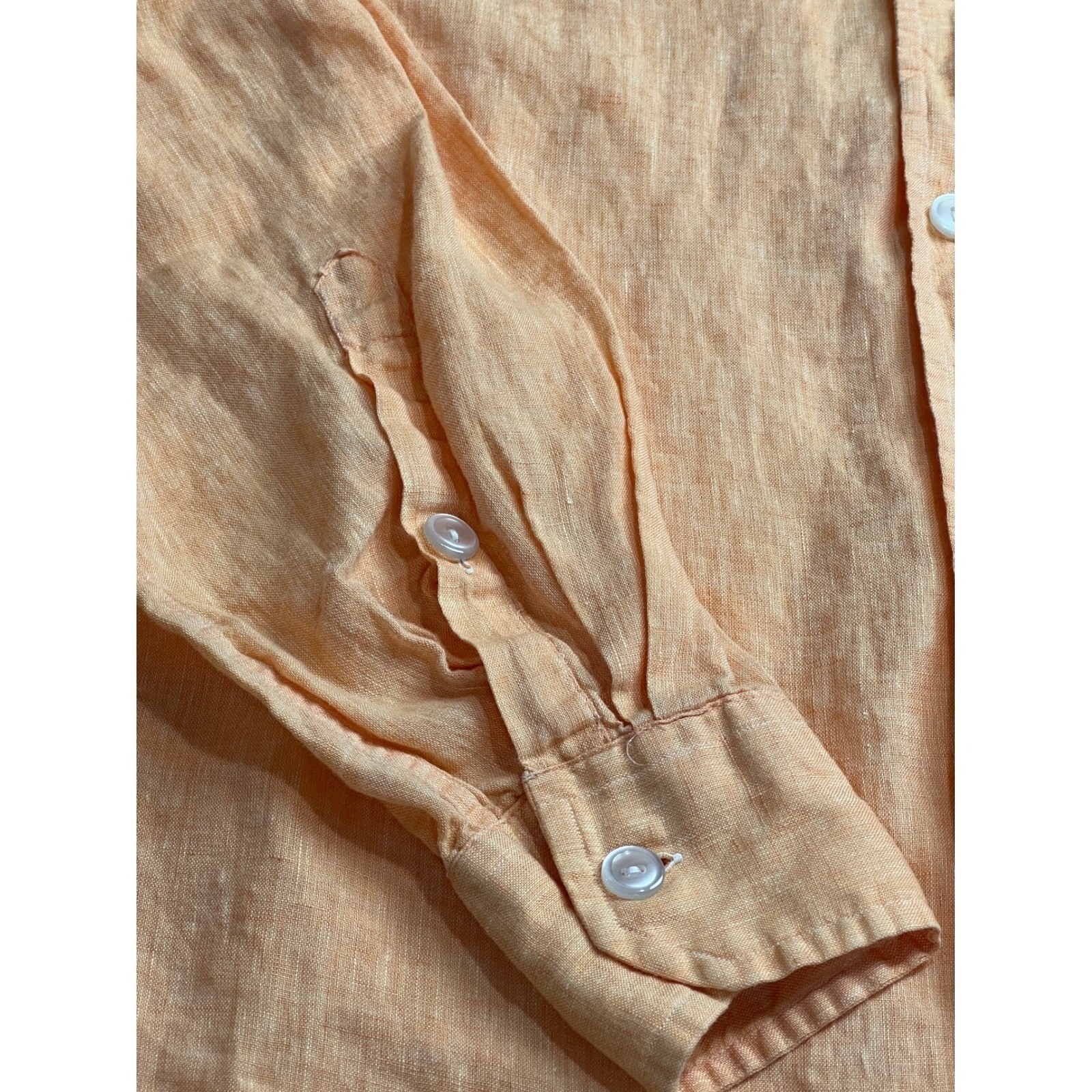 Corneliani Button Down Mens 15.5/39 Peach Orange Linen Made in Italy Luxury B27