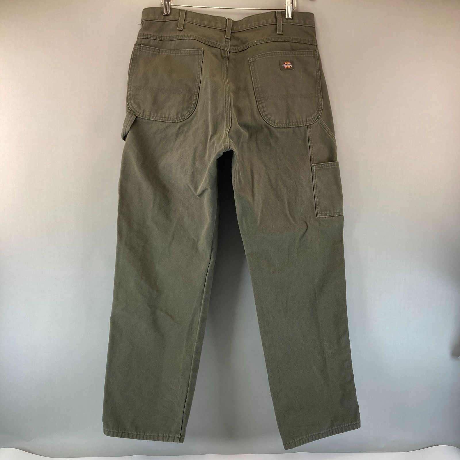 Dickies 100% Cotton Duck Carpenter Pants Olive Green 36 x 31 Loose Fit Workwear
