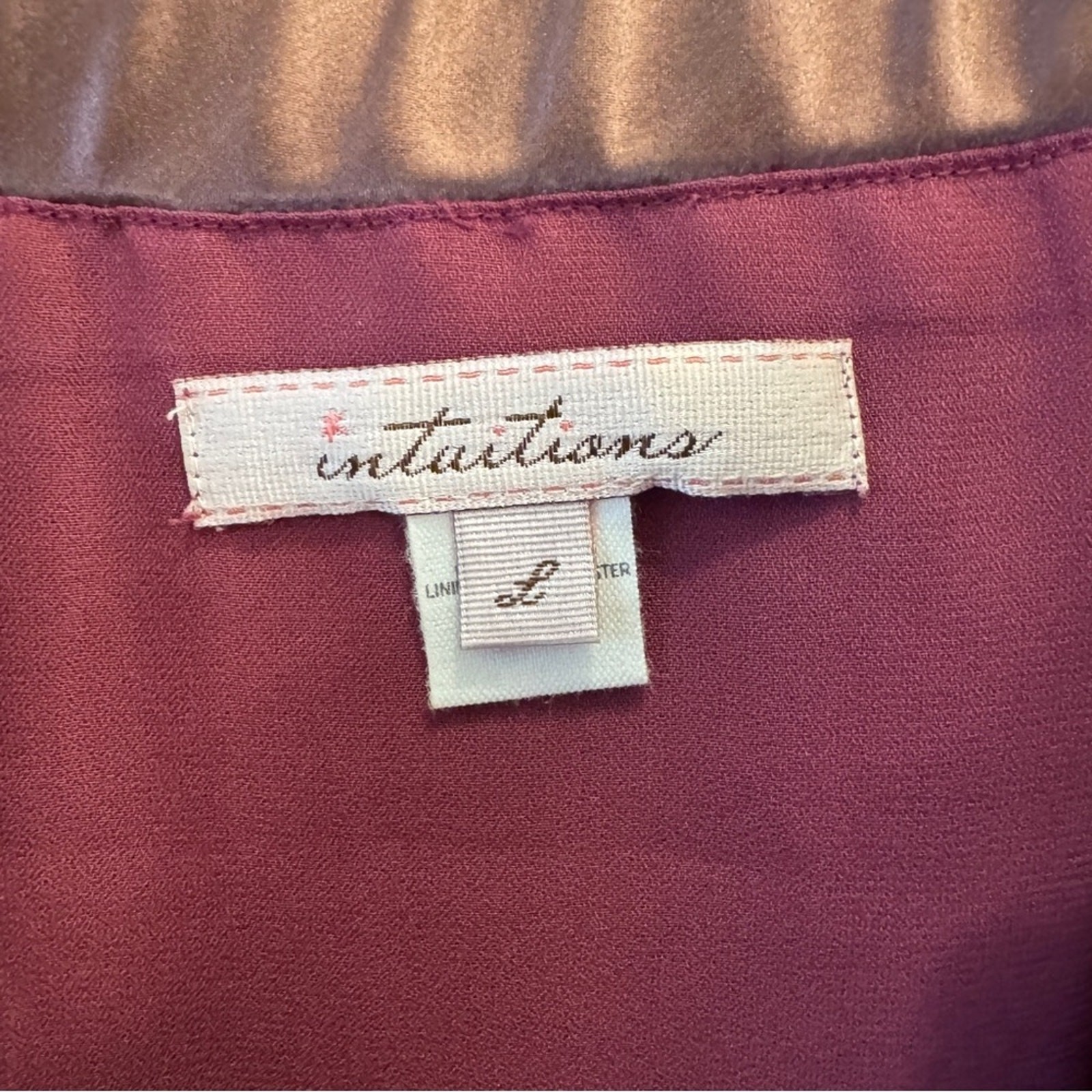 Plum Silk Bow Detail Tank Top Size Large Dressy Cami