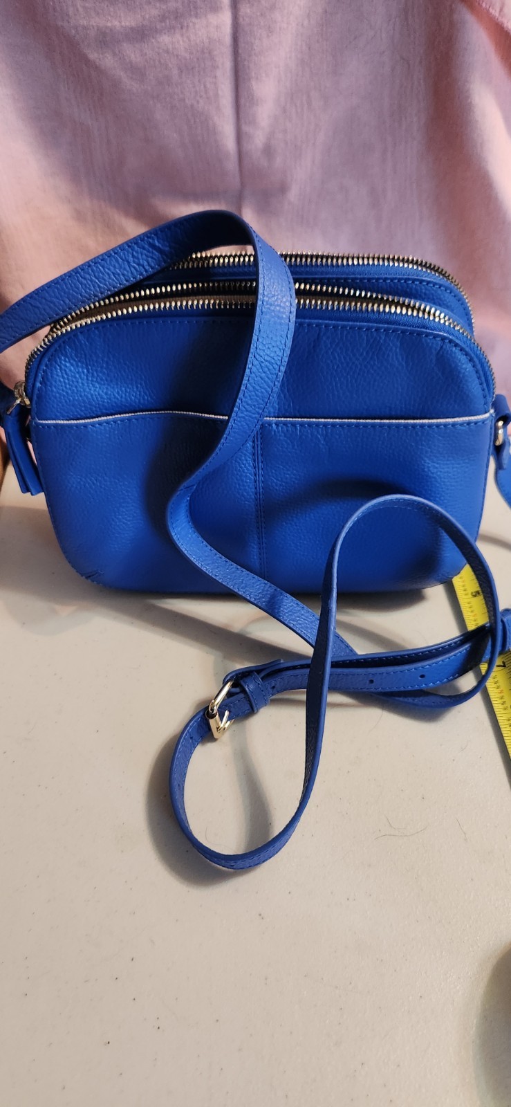 Cotswold Collections Blue Pebble Grained Adjustable Strap Crossbody Bag