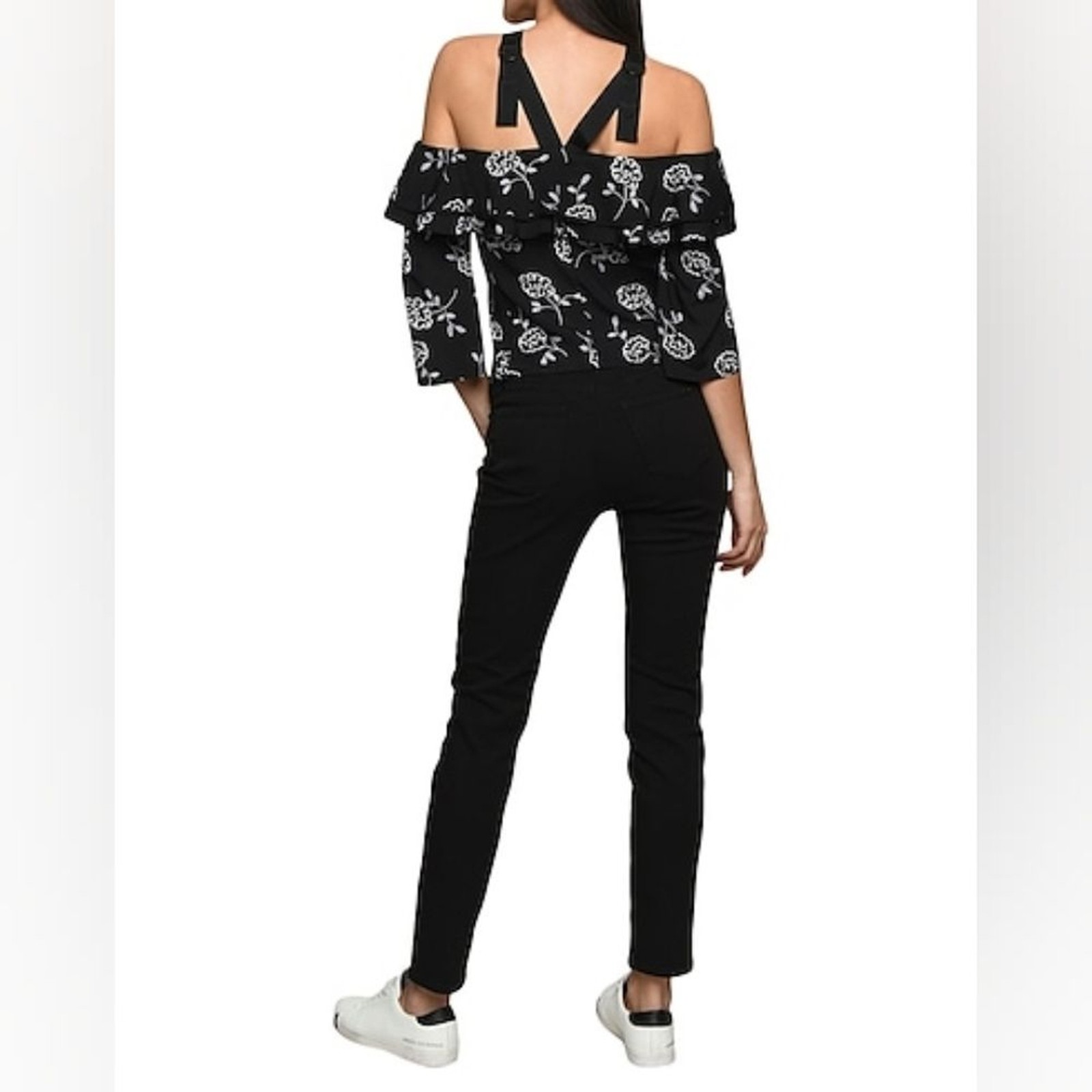 Armani Exchange Flower Design Off The Shoulder Top Size-XS