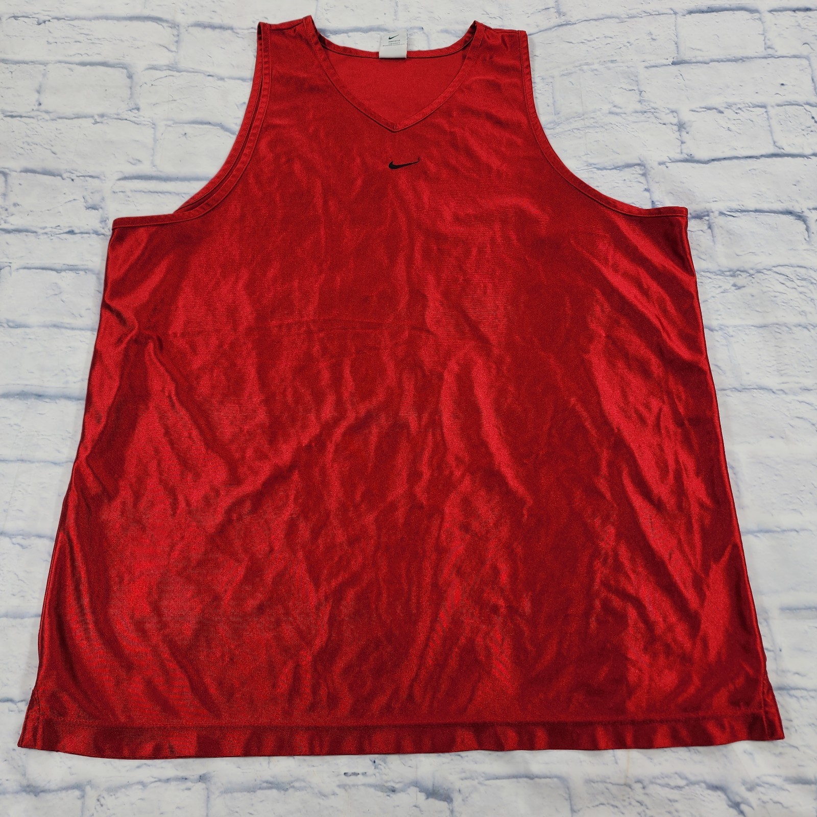 Nike Basketball Jersey Tank Top MENS XXL Satin Silky Shiny Red VINTAGE 90s USA