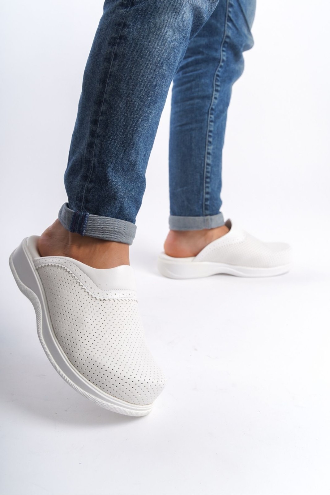 Positive White Men Classic Perforated Clogs