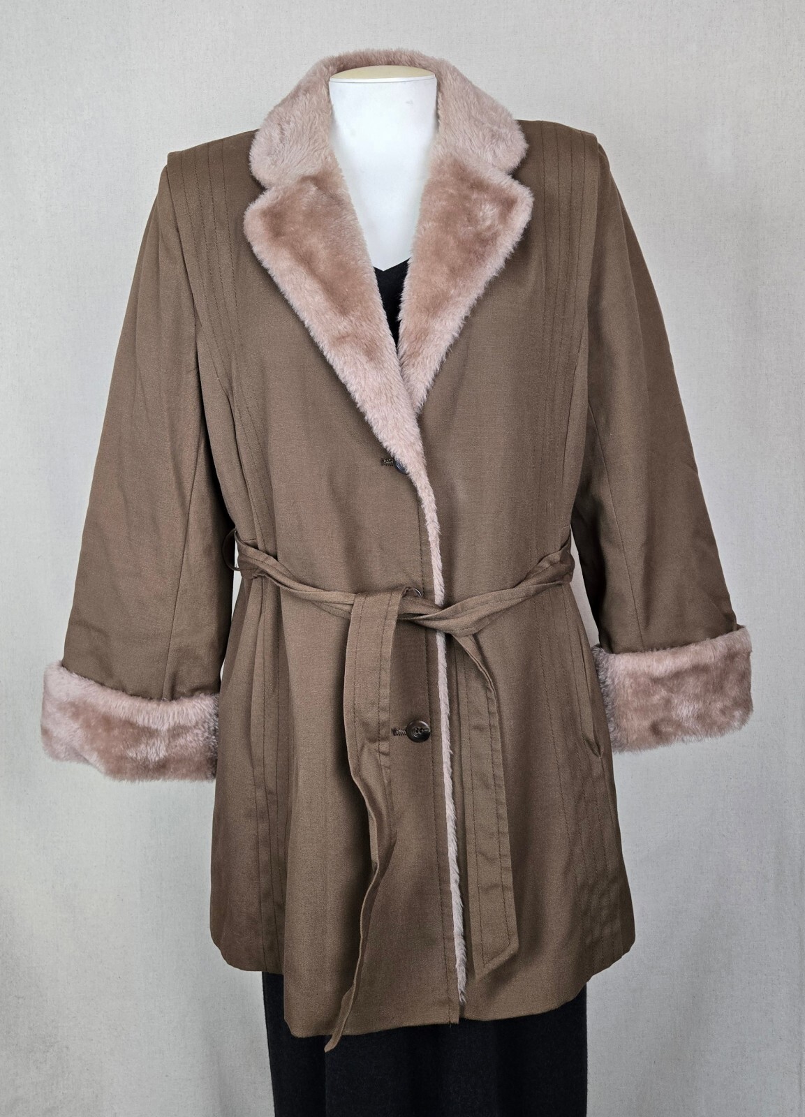 Vtg Bonders Exclusive All Season Calendar Cloth Khaki Jacket Women’s size Small?