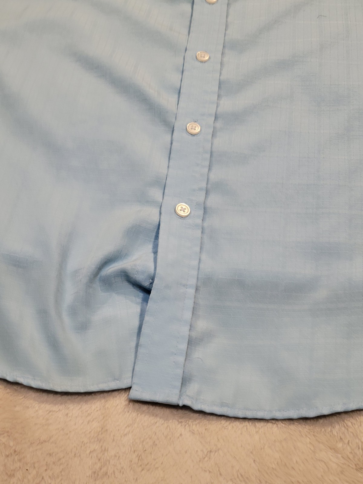 Croft & Barrow Men’s 2XL Blue Solid Easy Care Short Sleeve Button-Up Shirt