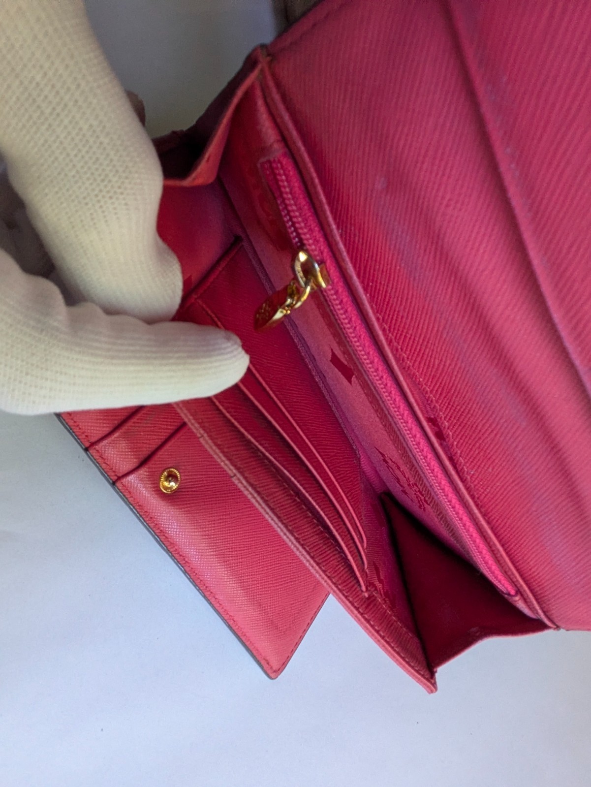 MCM Visetos Flap Long Wallet Cognac Brown Pink Bifold Authentic W7.5in H3.5in