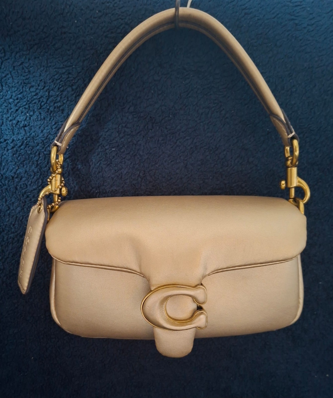 Coach Pillow Tabby Shoulder Bag Gold Beige Leather