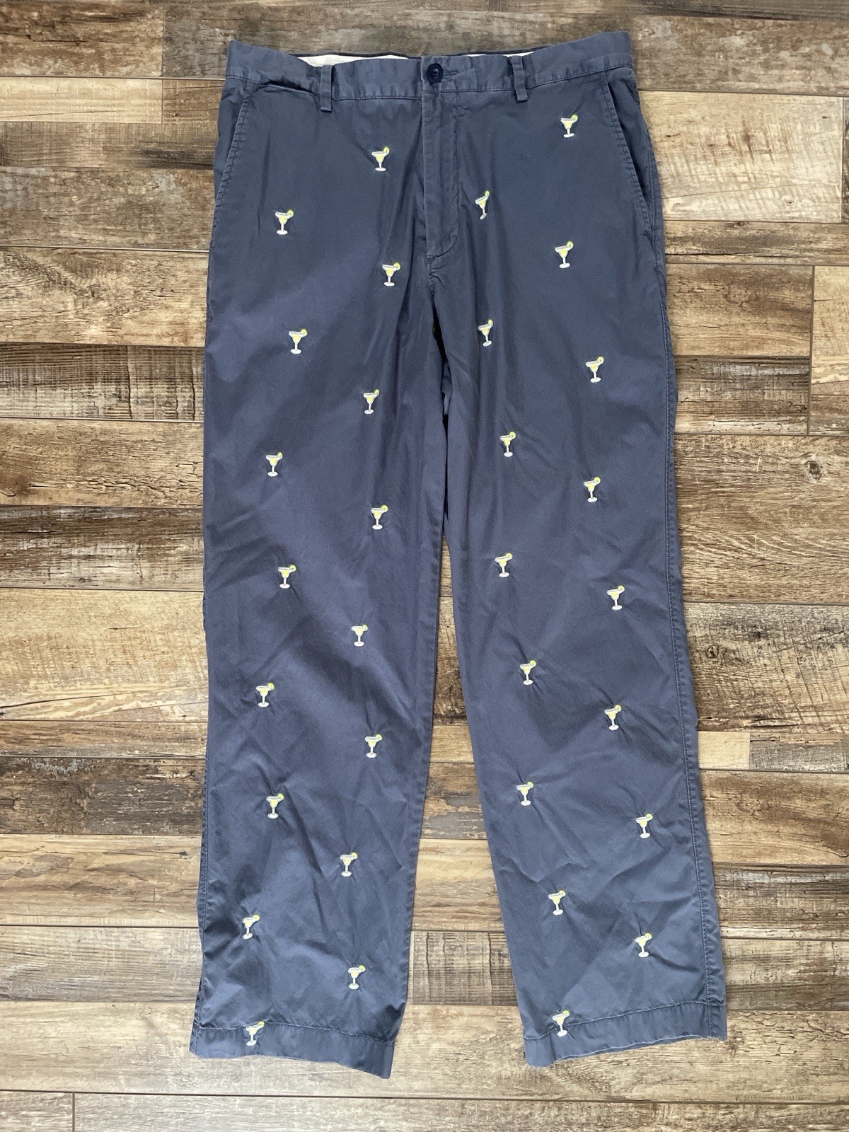J.Crew Men’s 34×32 Blue Chino Pants Martini Print Casual Preppy