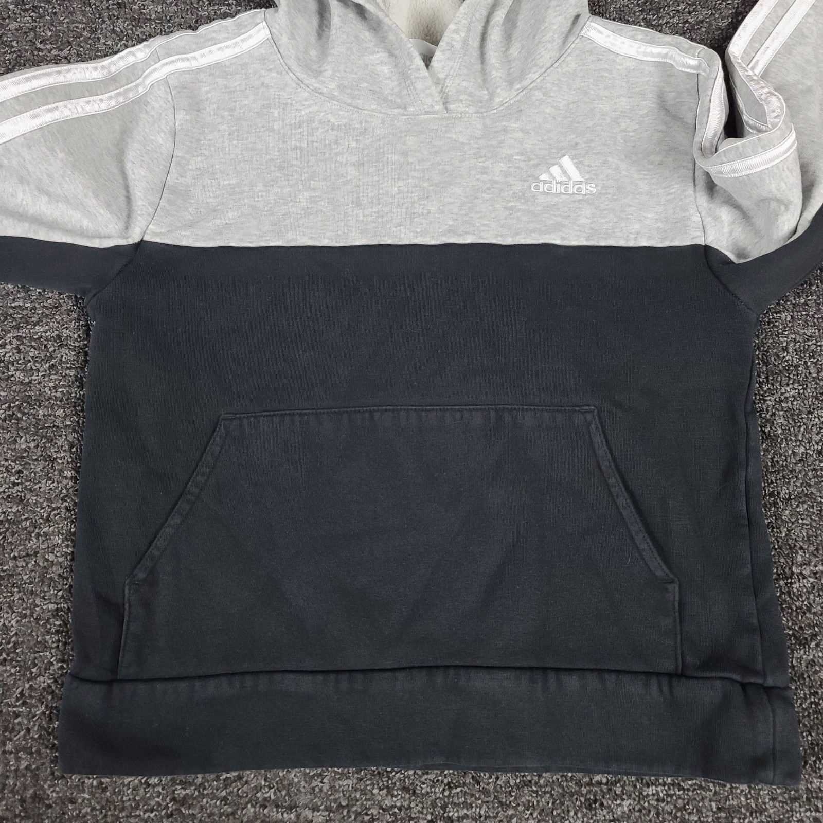 Adidas Hoodie Boys Small 8 Black Colorblock School Play Outdoor Pullover