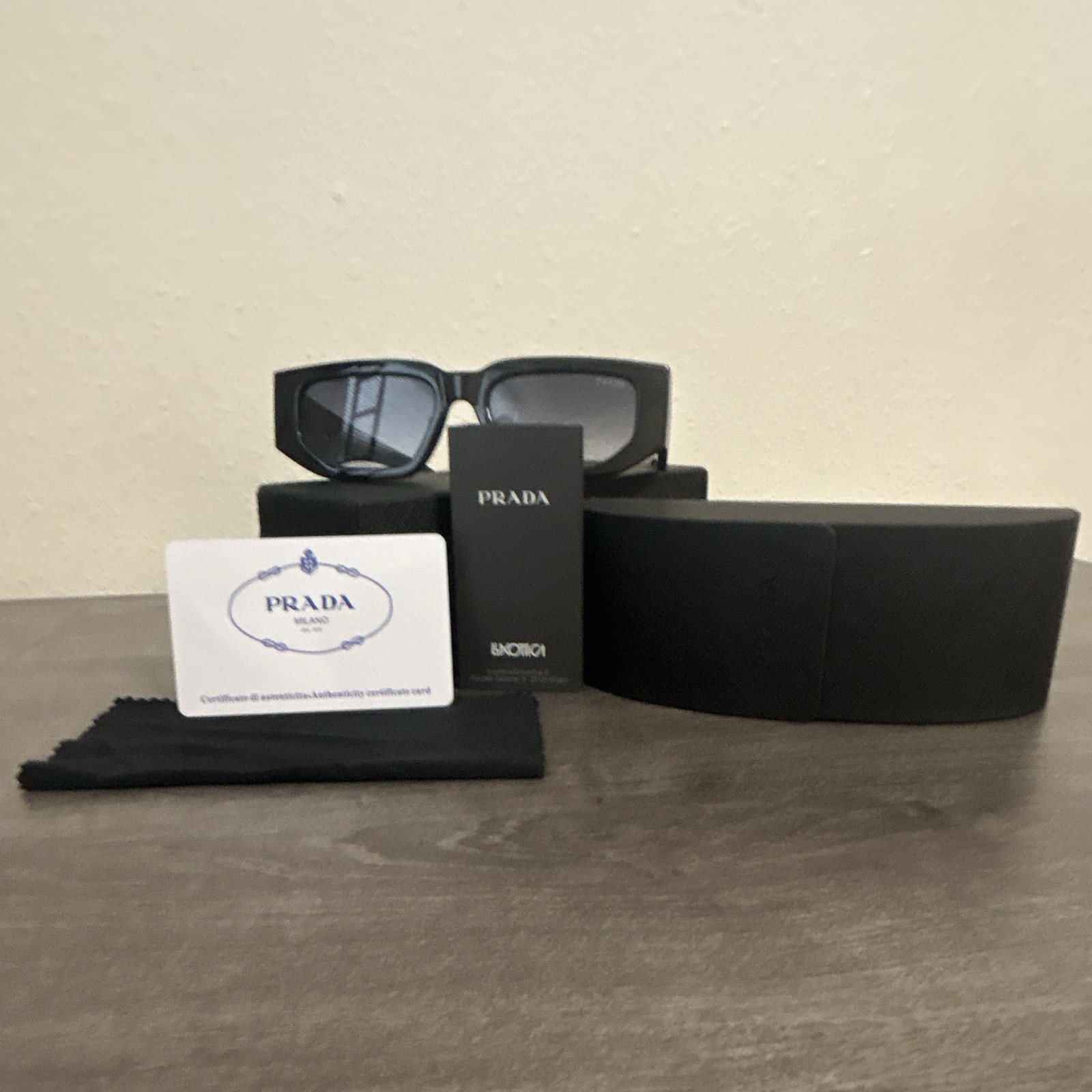 PRADA Rectangle Sunglasses Black Frame/Black Gradient Lenses 55□16-142
