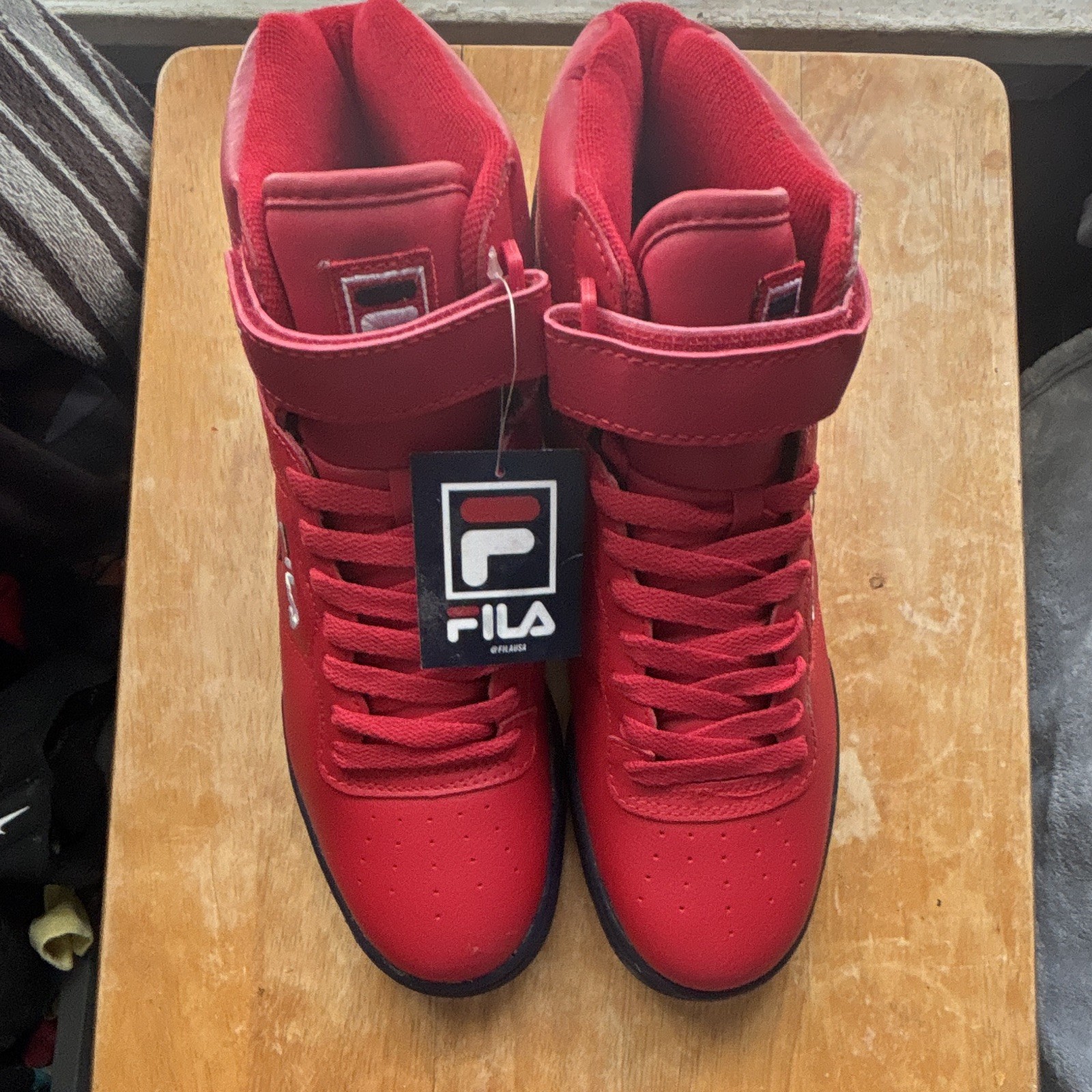 FILA Men’s Red/Black Solid Mid Top Lace-Up Athletic Sneaker Rubber Outsole