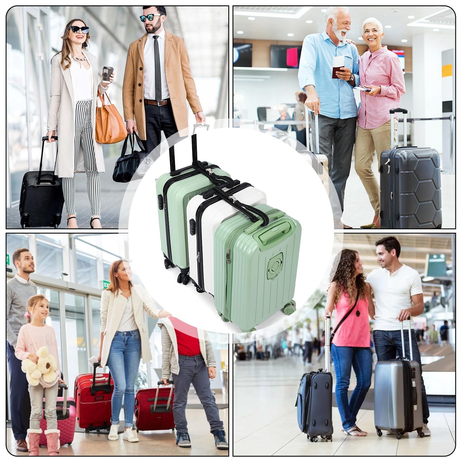 2Pc Luggage Connector Strap Add-A-Bag Metal Buckle Suitcase Belt Adjustable