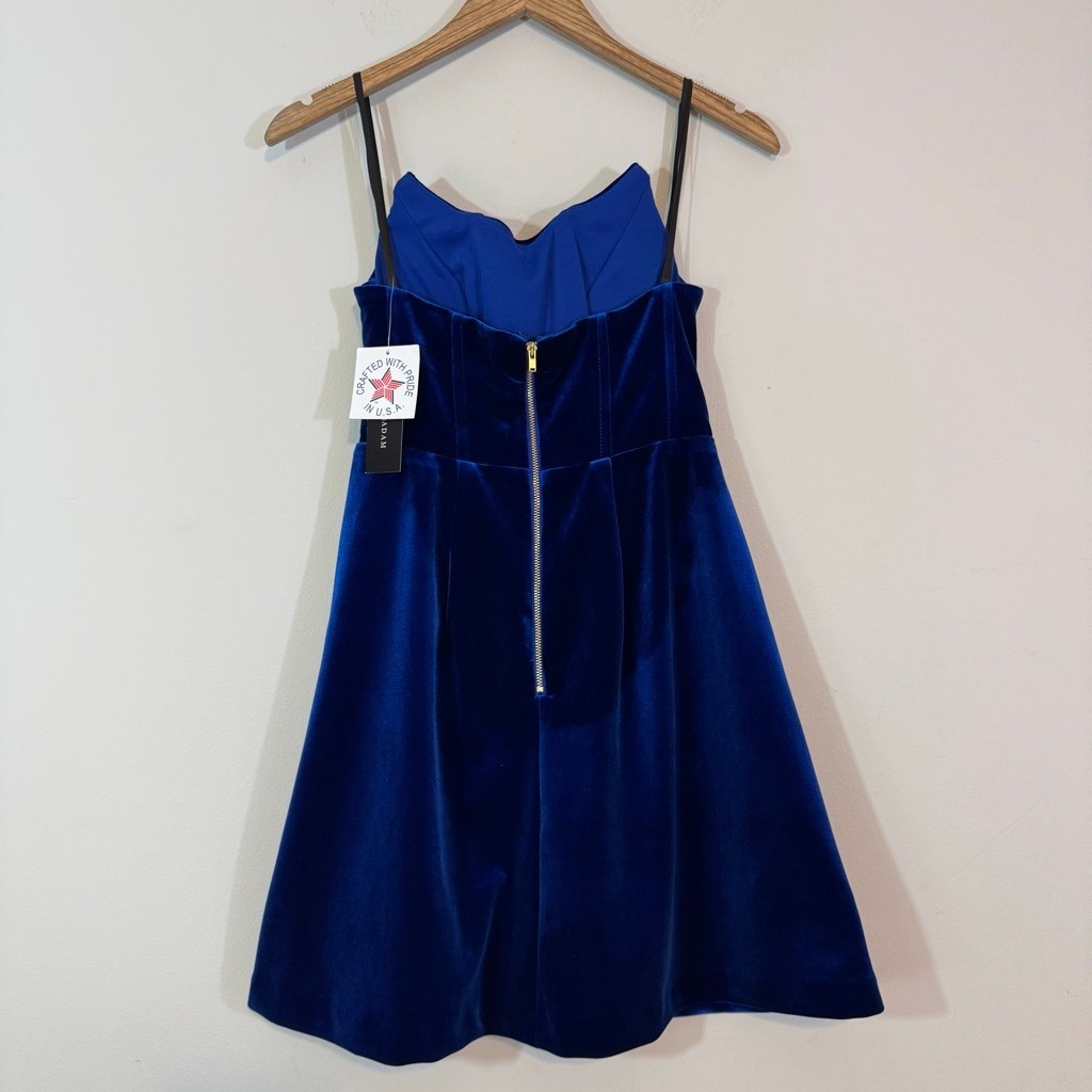 BETSY & ADAM NWT Blue Strapless Velvet Corset Sheath Mini Dress Size 6 MSRP $218