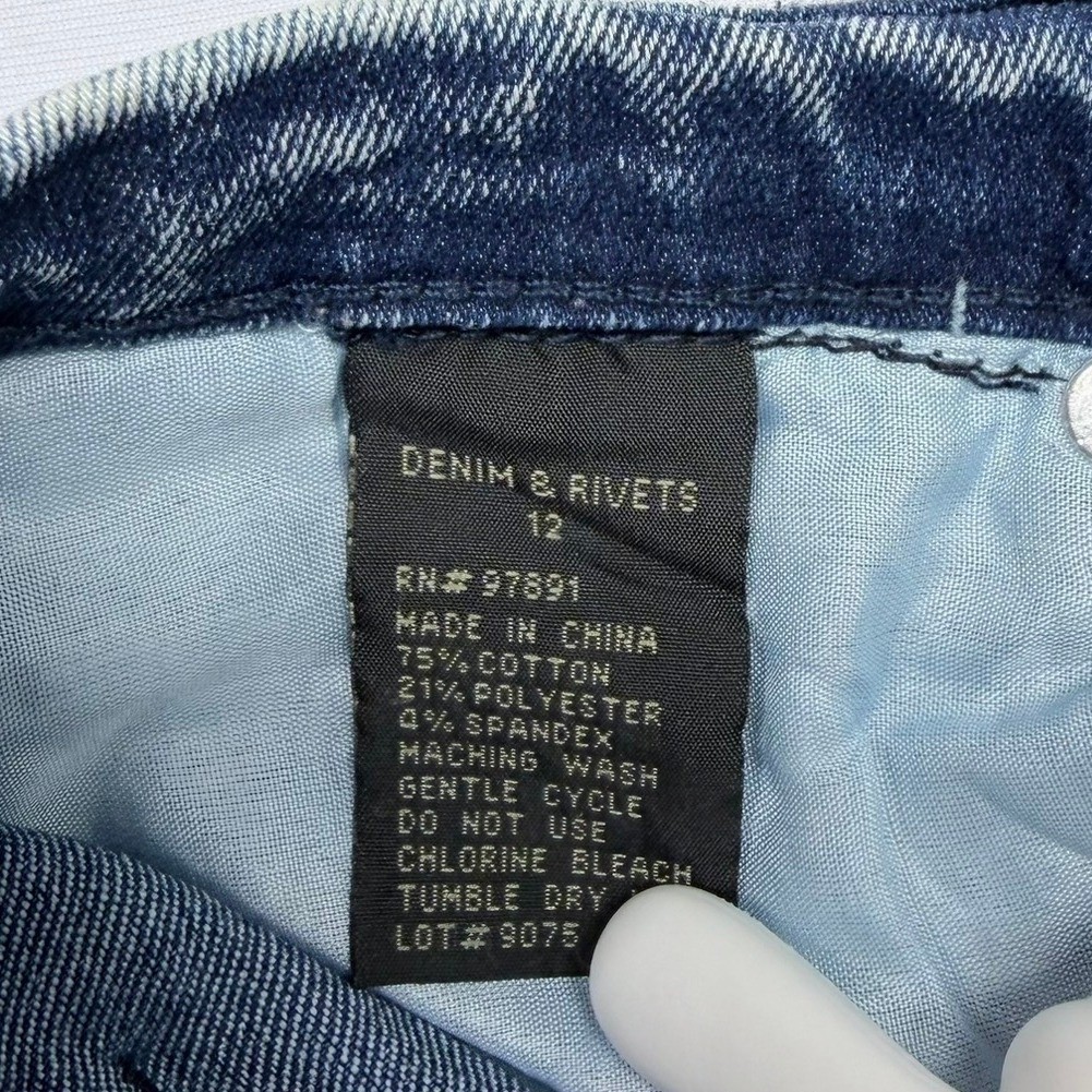 Denim & Rivets Mens Size 12 Blue Acid Wash Moto Biker Slim Stretch Jeans Ribbed