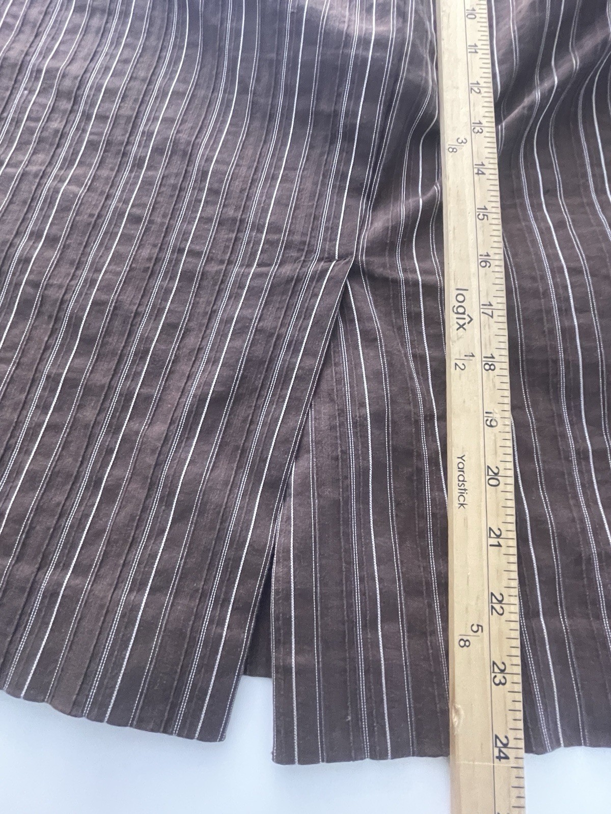 Sole Brown Pinstripe Midi Skirt womens 14 Career Office Stretch Side Slip Y2K