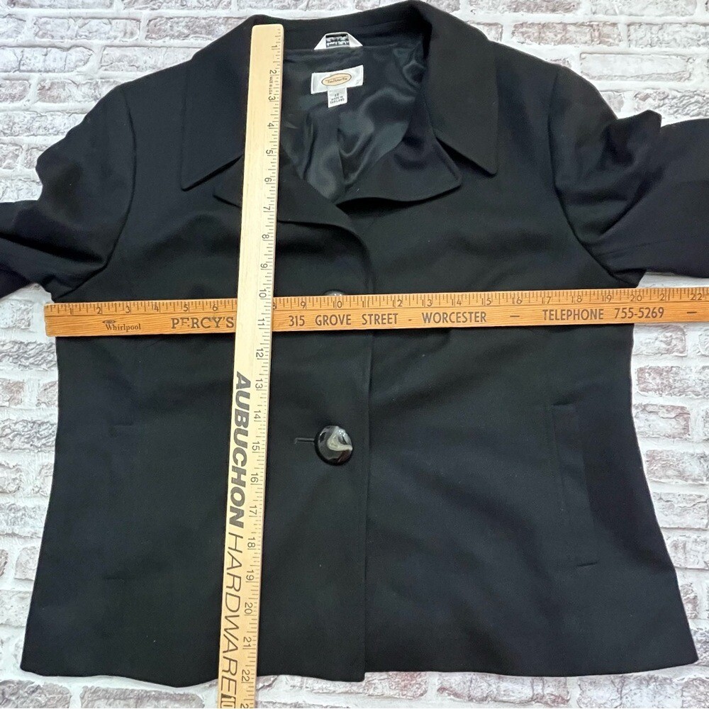 Talbots Blazer Vintage Stretch Fabric Made in Italy Black Wool Blend Women’s 12