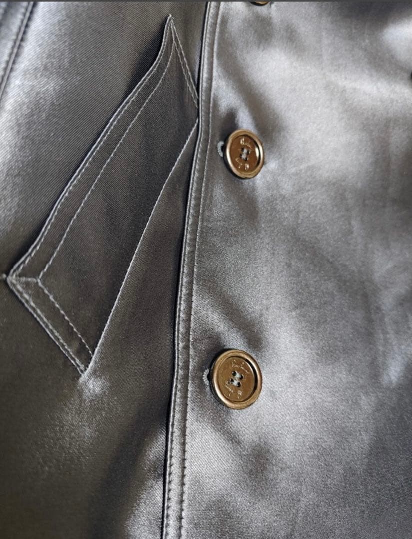 Excellent Condition Burberry London Trench Coat Double Button Blue Silk Blend
