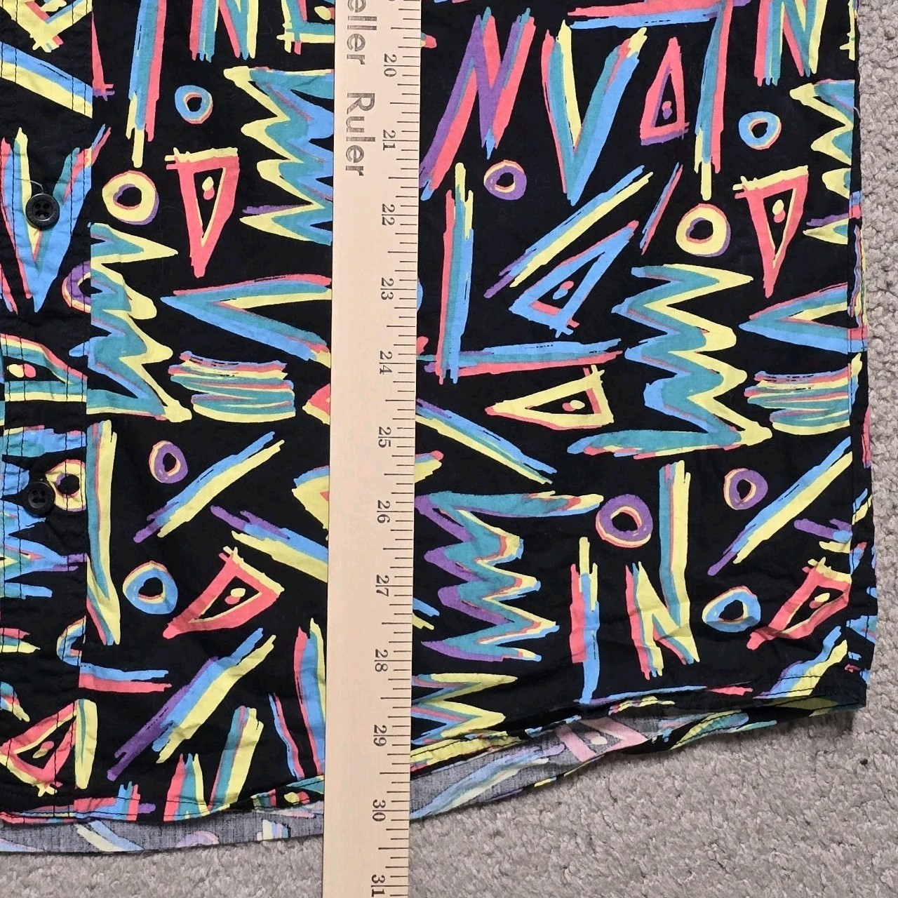 Empyre Geometric Abstract Button Up Shirt Mens Large Retro 90s Neon Skate Surf