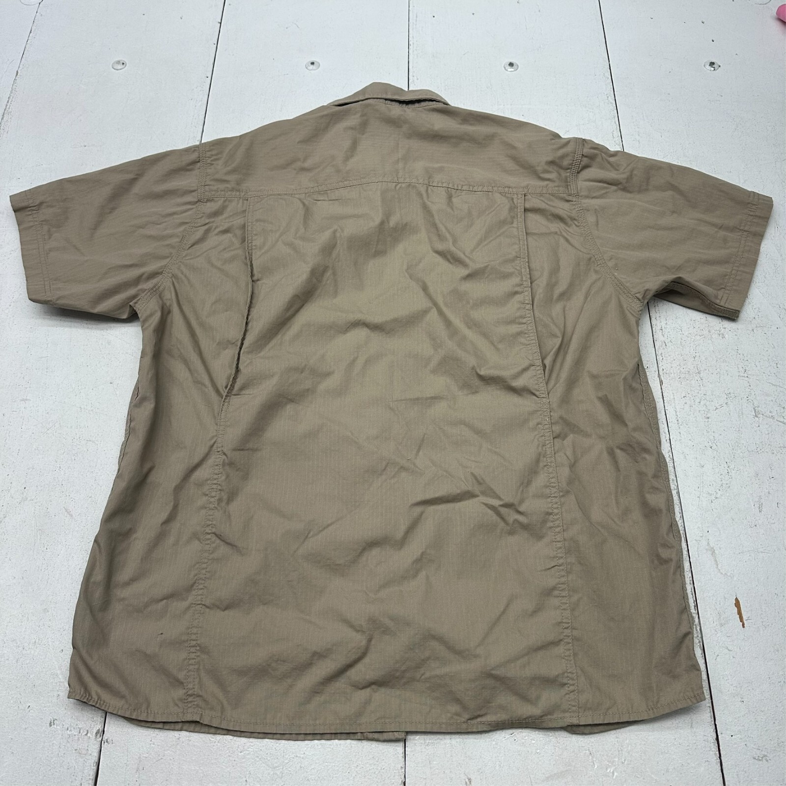 Dri Duck Brown Short Sleeve Craftsman Comfort Collared Shirt Mens Size Large