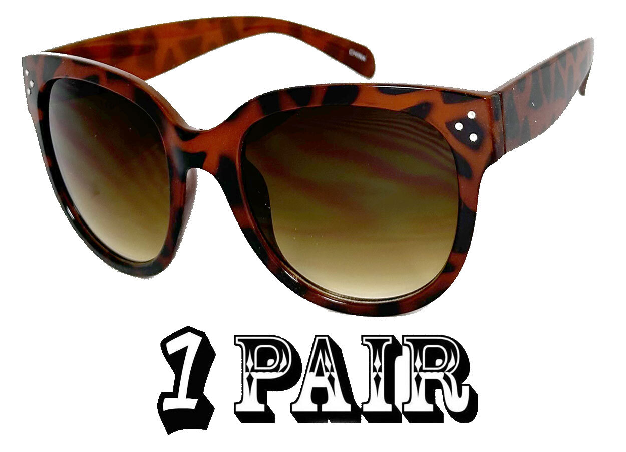 Womens Oversize Horn Rimmed Wide Temple Cat Eye Sunglasses 56mm 100% UV400