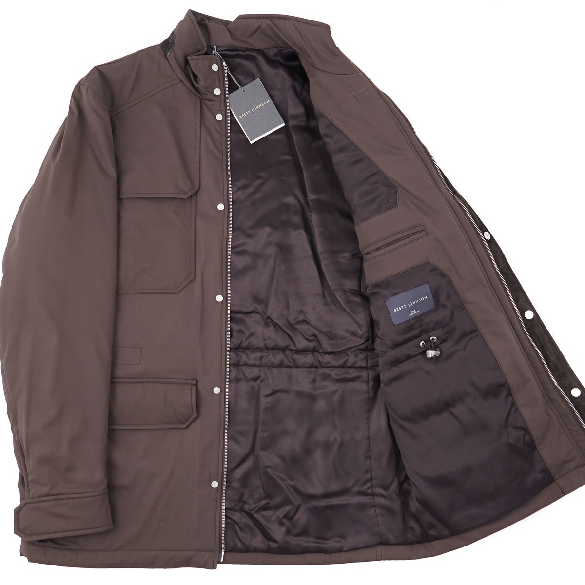 Brett Johnson ‘Lugano’ Brown Padded Silk Safari Field Jacket S (Eu 48) NWT