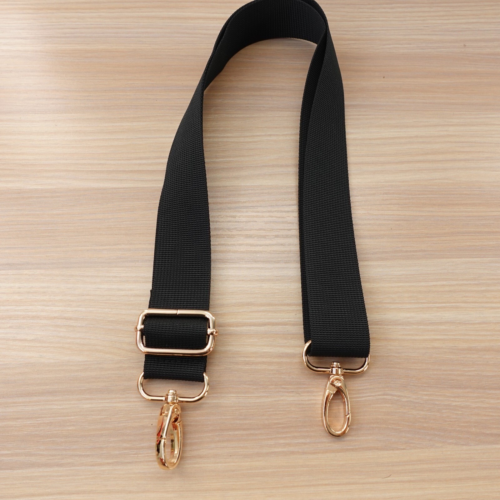 Bag Strap Replacement Black Nylon Shoulder Purse Adjustable Gold Clasp 22 in