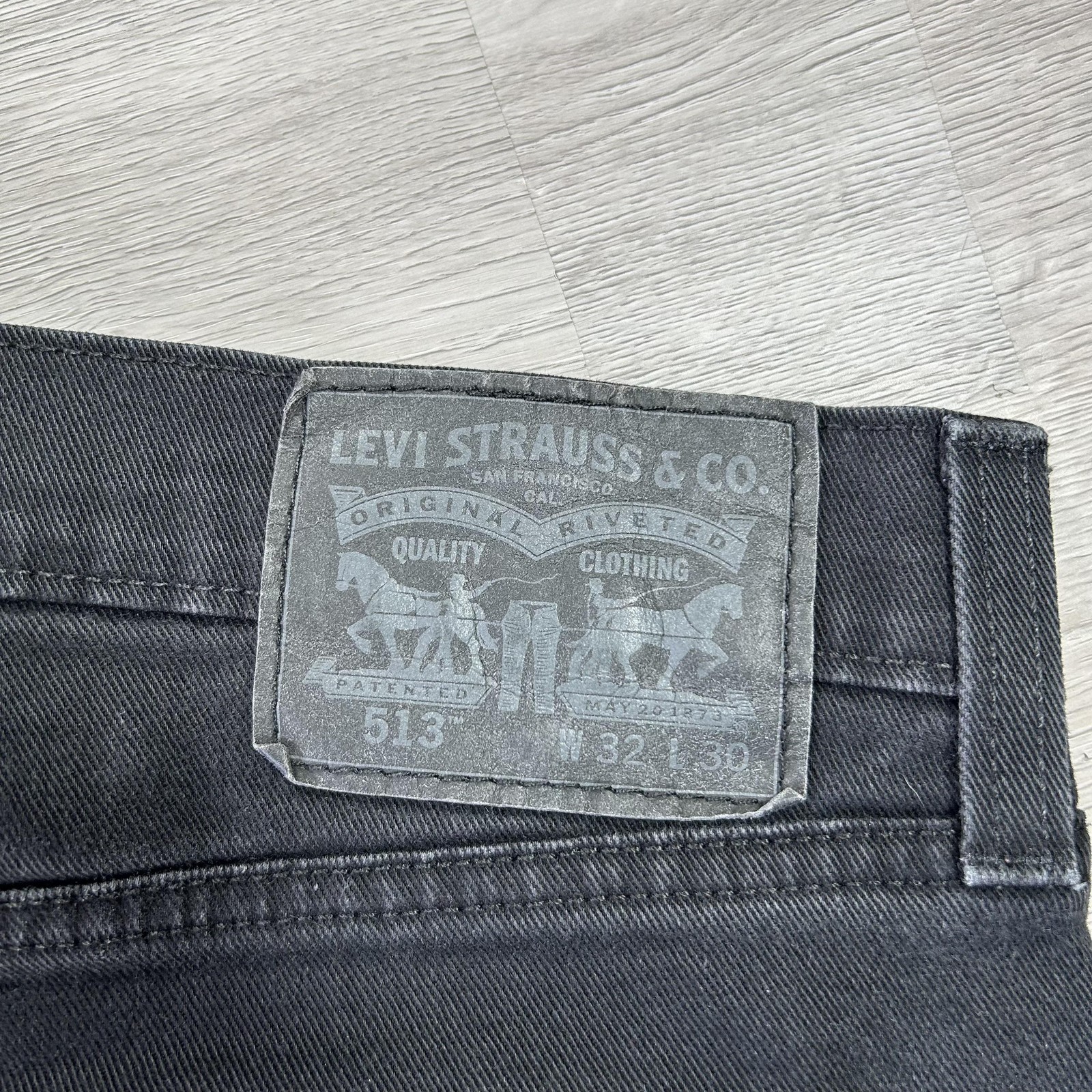 Levis 513 Jeans Mens 32×30 Black Slim Straight Stretch Denim Dark Wash Pants