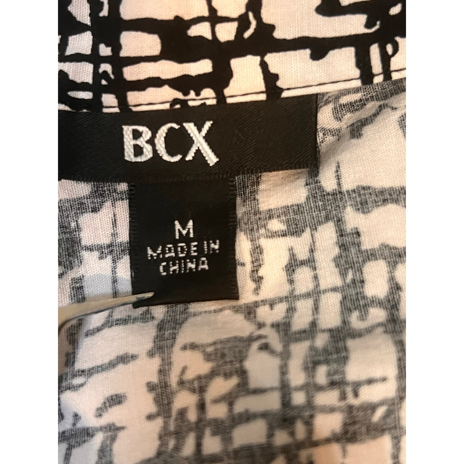 BCX Black White Abstract Print Ruffled Skirt Short Dress Women’s Medium