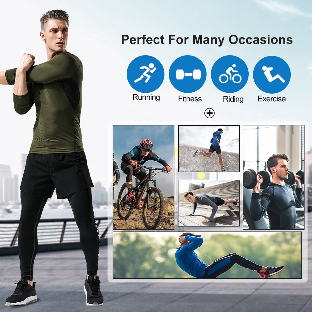 6 Pack/Set Compression Shirts for Men Long Sleeve Athletic Base Layer Undershirt