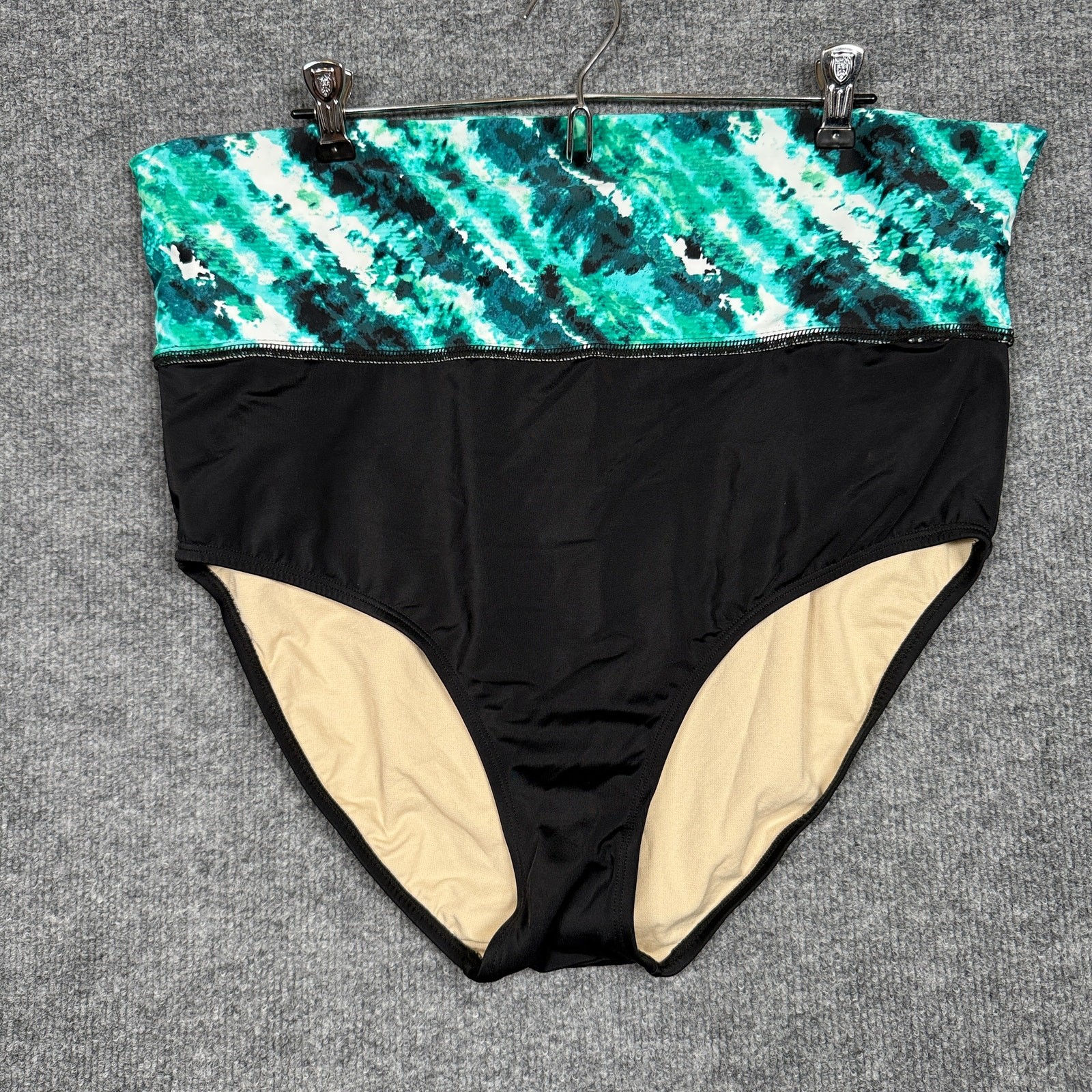 Swimsuits for All Plus Size 16 High Waisted Bikini Bottoms Swimsuit Black Green