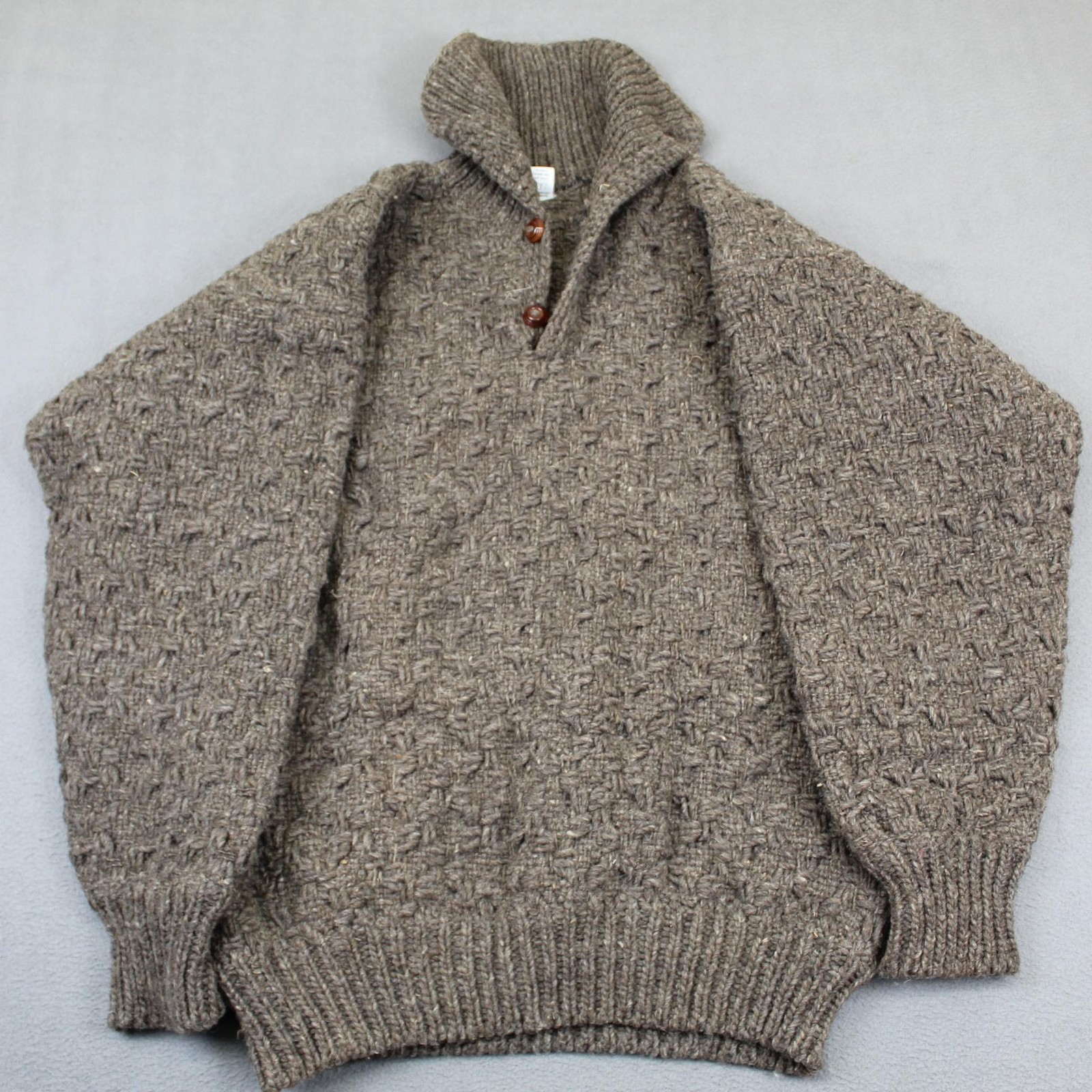 Tejidos Sweater Mens Large Brown Chunky Knit High Neck Heavy Wool Pullover Andes