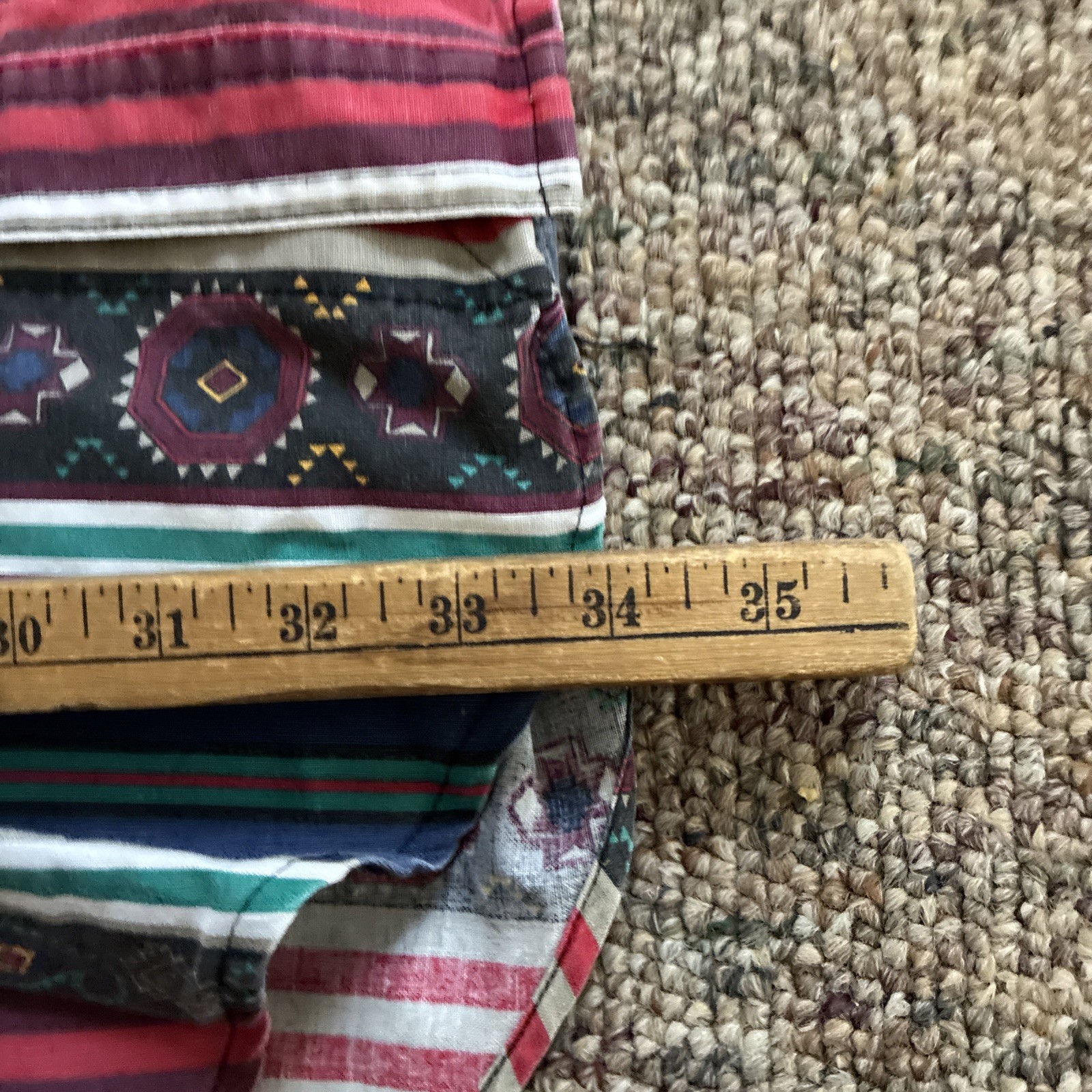 Vintage Plainsman Brushpopper Western Cowboy Shirt Aztec USA Made Read Has Rip
