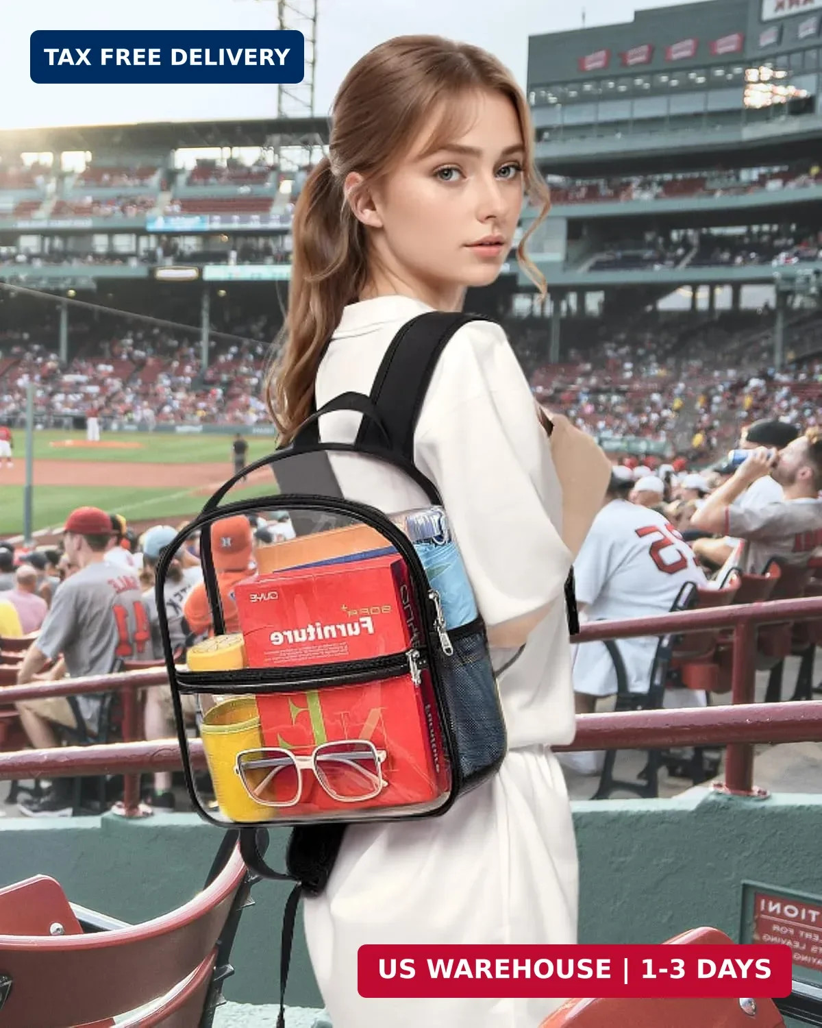 Paxiland Clear Backpack Stadium Approved, 12×10.5×6 Inches Clear School Bag | 0.
