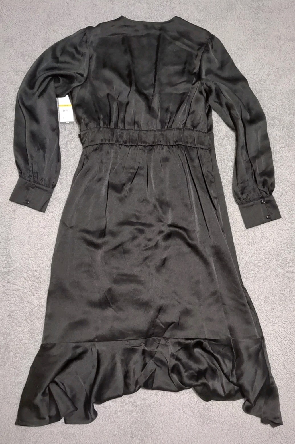 Sophia Vergara Women’s Black Faux Wrap Ruffle Trim Dress Black Large 12-14