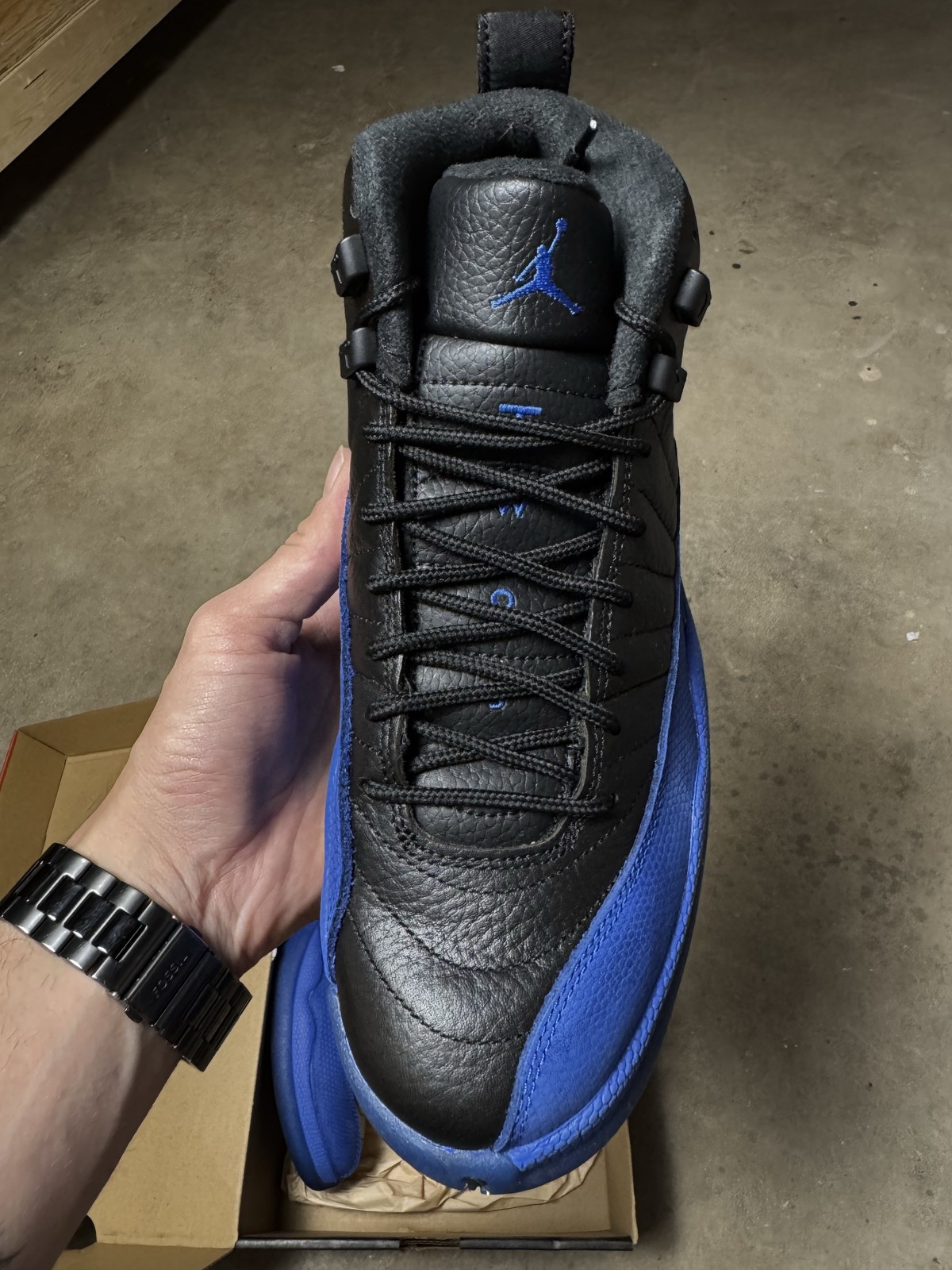 Size 8M/9.5W – Jordan 12 Retro Black Game Royal 130690-014 Pre-Owned