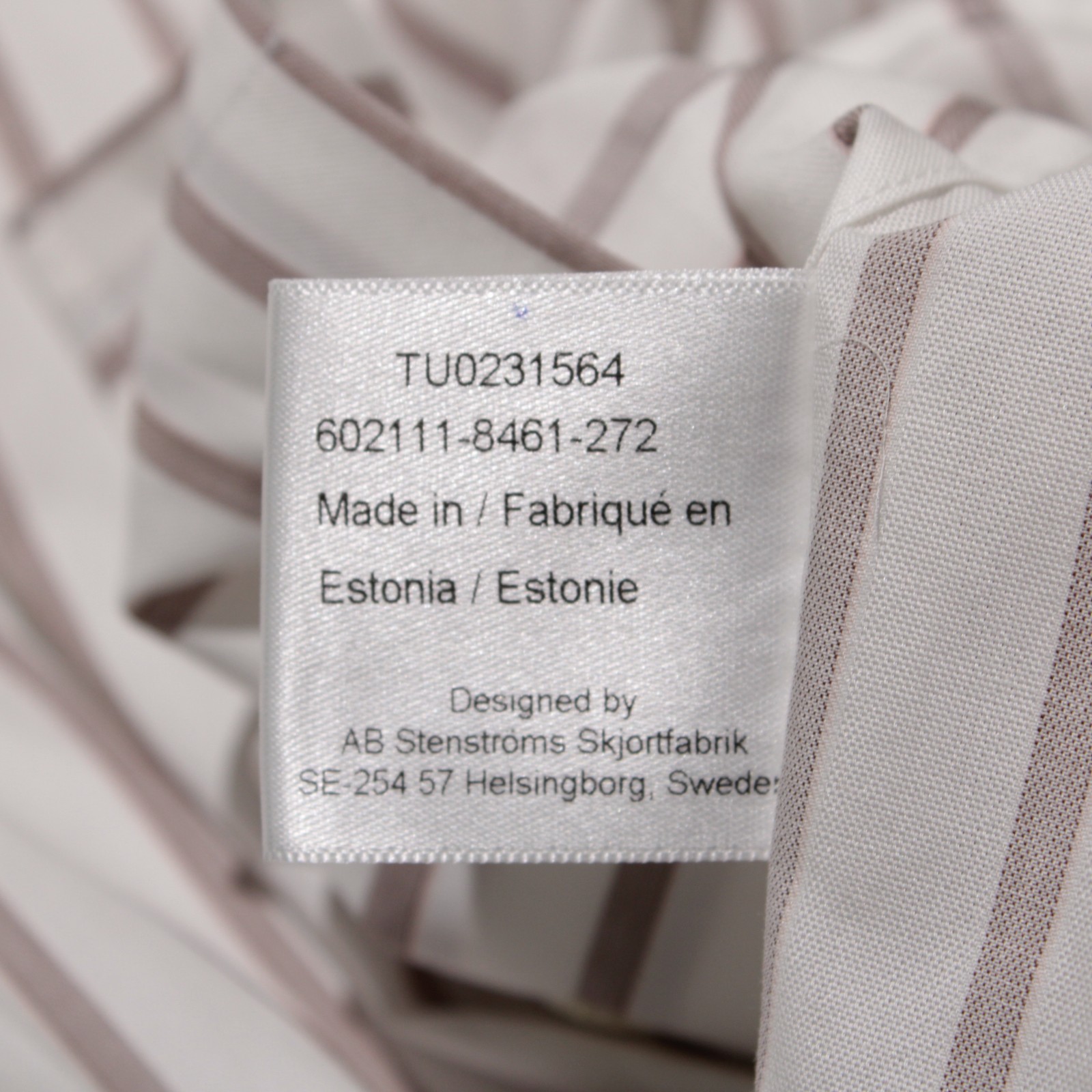 Stenstroms NWT Dress Shirt Size 46 18 in White with Brown Stripes 100% Cotton