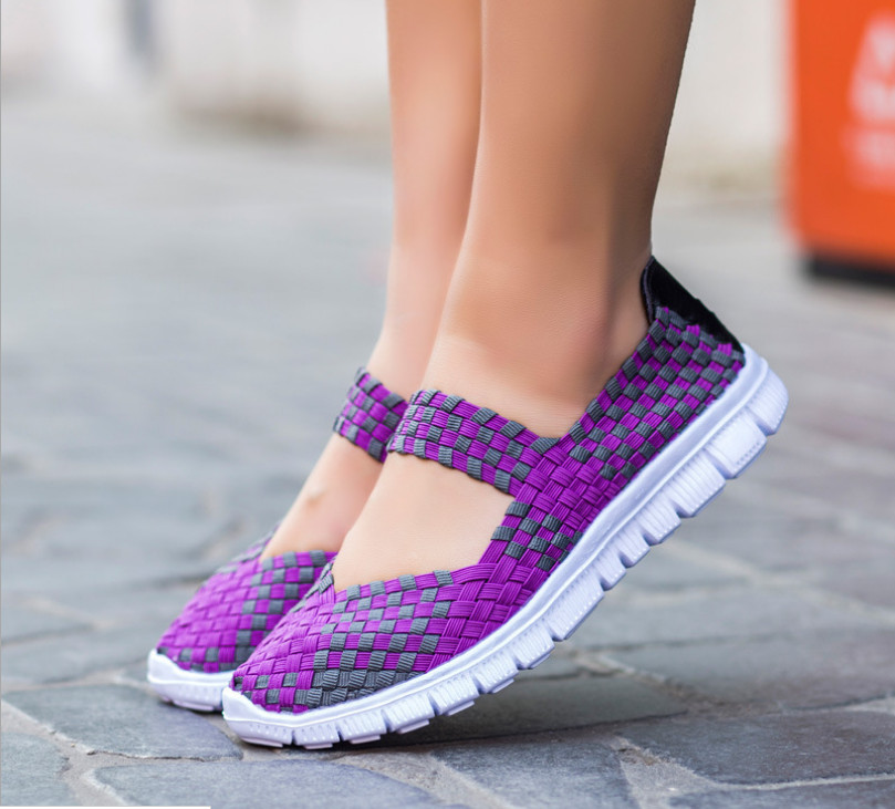 Women Woven Light Weight Elastic Trainer Comfort Slip On Sport Water Shoes WS79