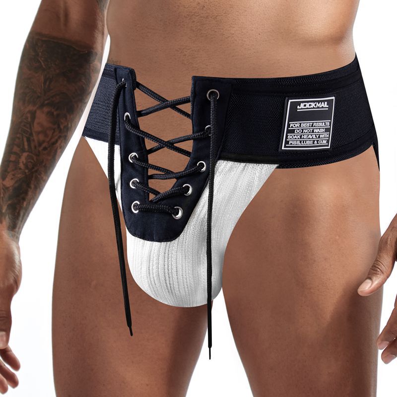 Jockmail Mens Lace-up Jockstrap Deep Waist Jock Strap Underwear Tanga Brief
