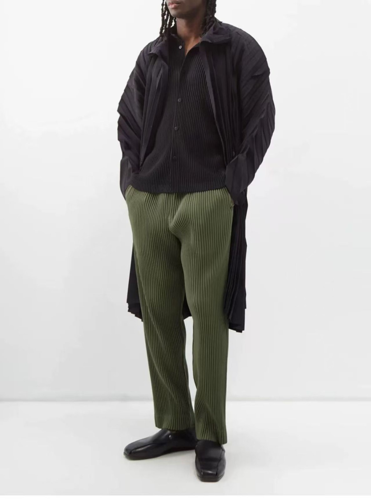 Japan Homme Plisse ISSEY MIYAKE Straight Leg Black Casual Pants JF150